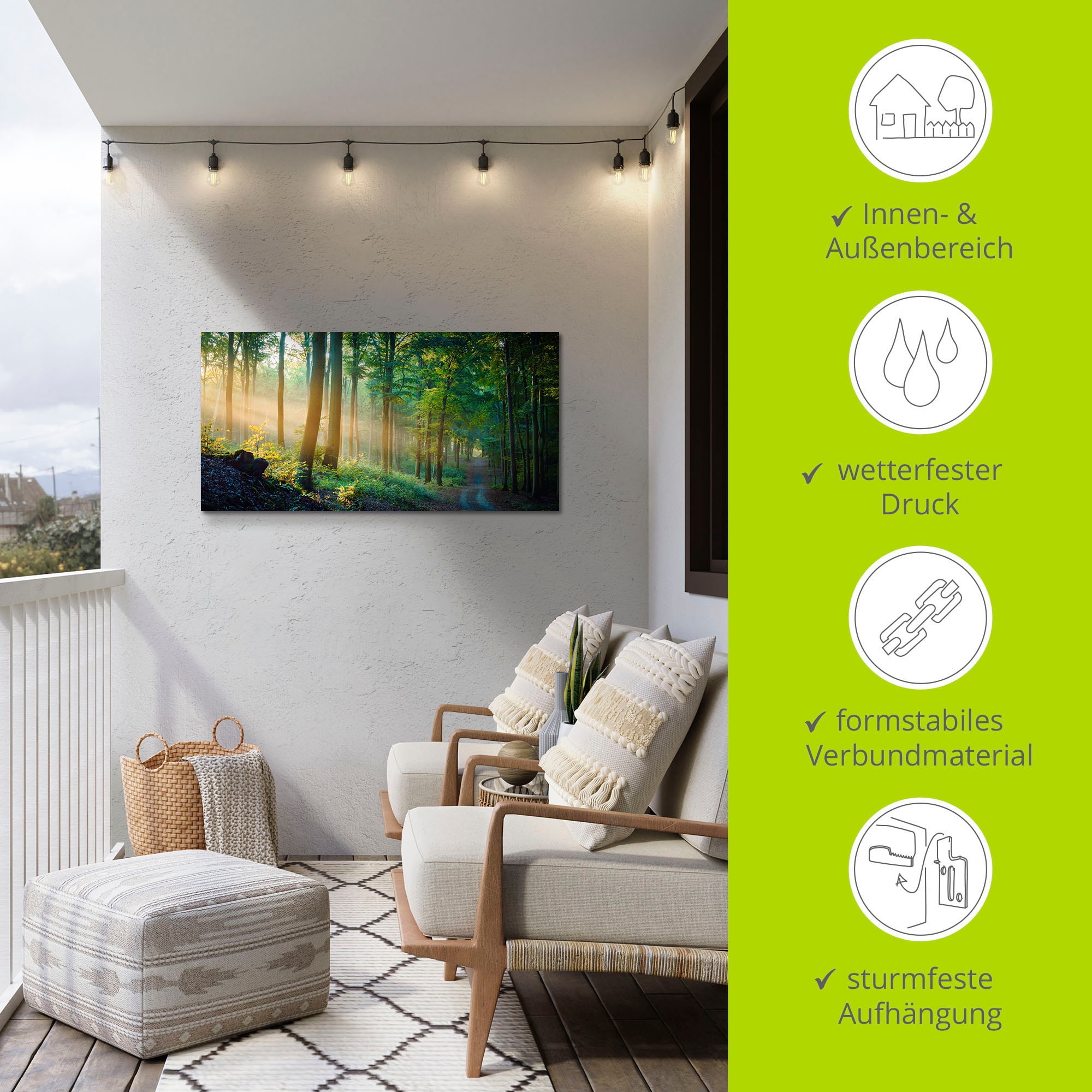 Artland Wandbild »Herbstmorgen im Wald« Waldbilder 1 Stk. tlg. als Alubild, Outdoorbild, Leinwandbild, Poster in verschied. Grössen