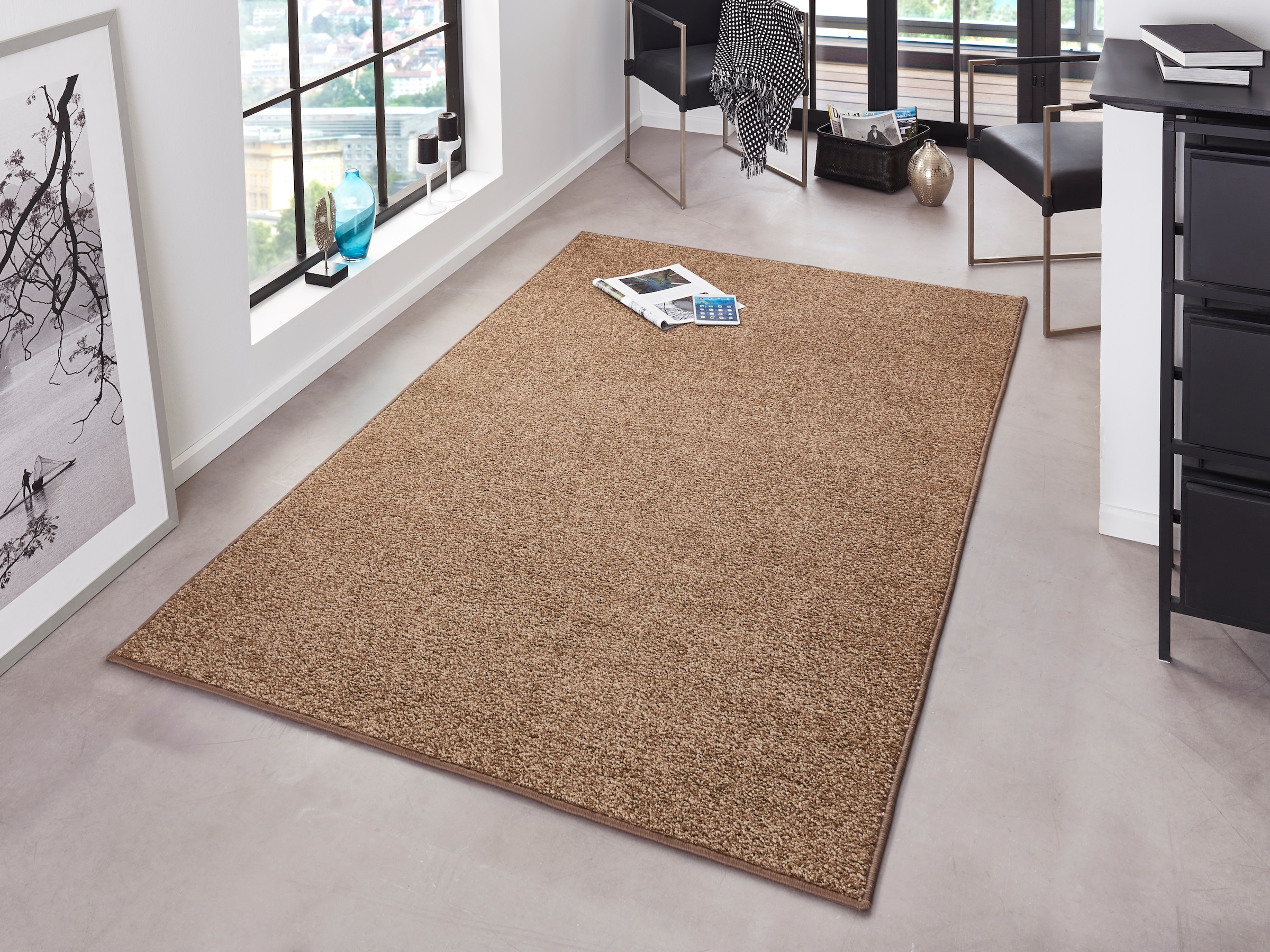 HANSE Home Teppich »Pure 100  Kurzflor« rechteckig 13 mm Höhe Kurzflor, uni, umkettelt, Läufer, Wohnzimmer, Kinderzimmer, Flur