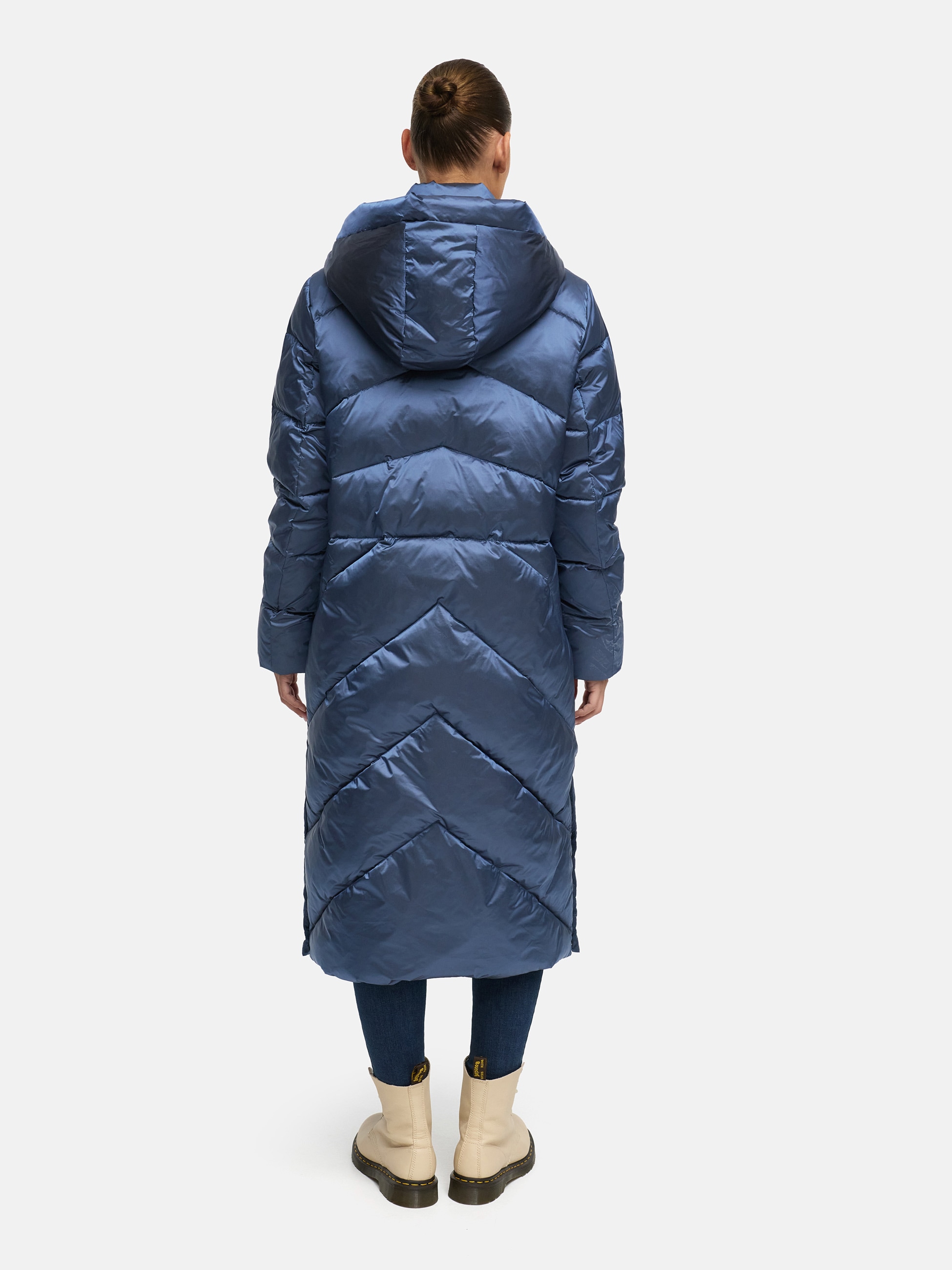 MANISA Manteau d'hiver mit Stehkragen und fester Kapuze und dekorativen Strickbändern