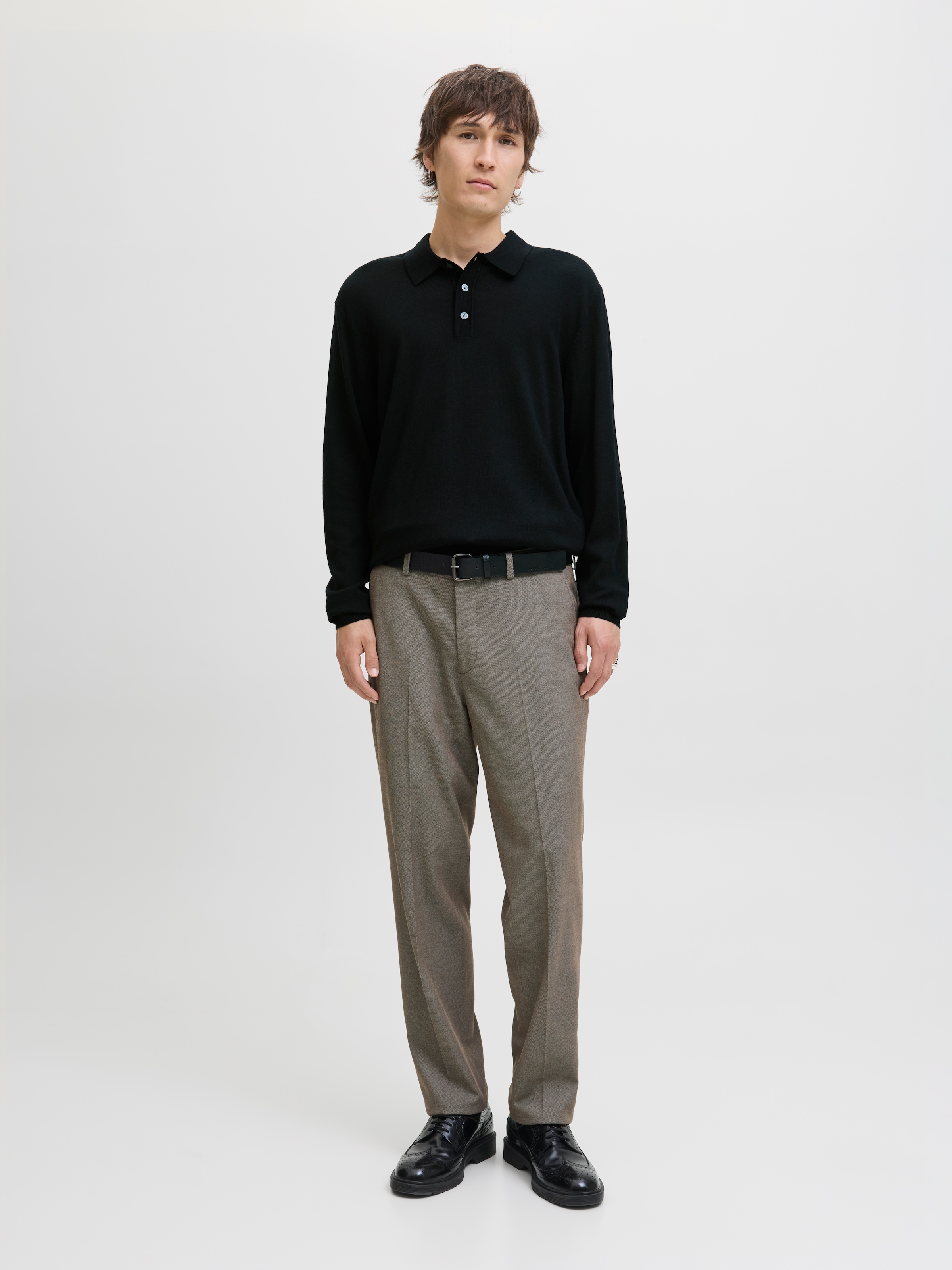 Jack & Jones Pull à col polo »JPRBLAMERINO KNIT POLO« Laine, coupe régulière