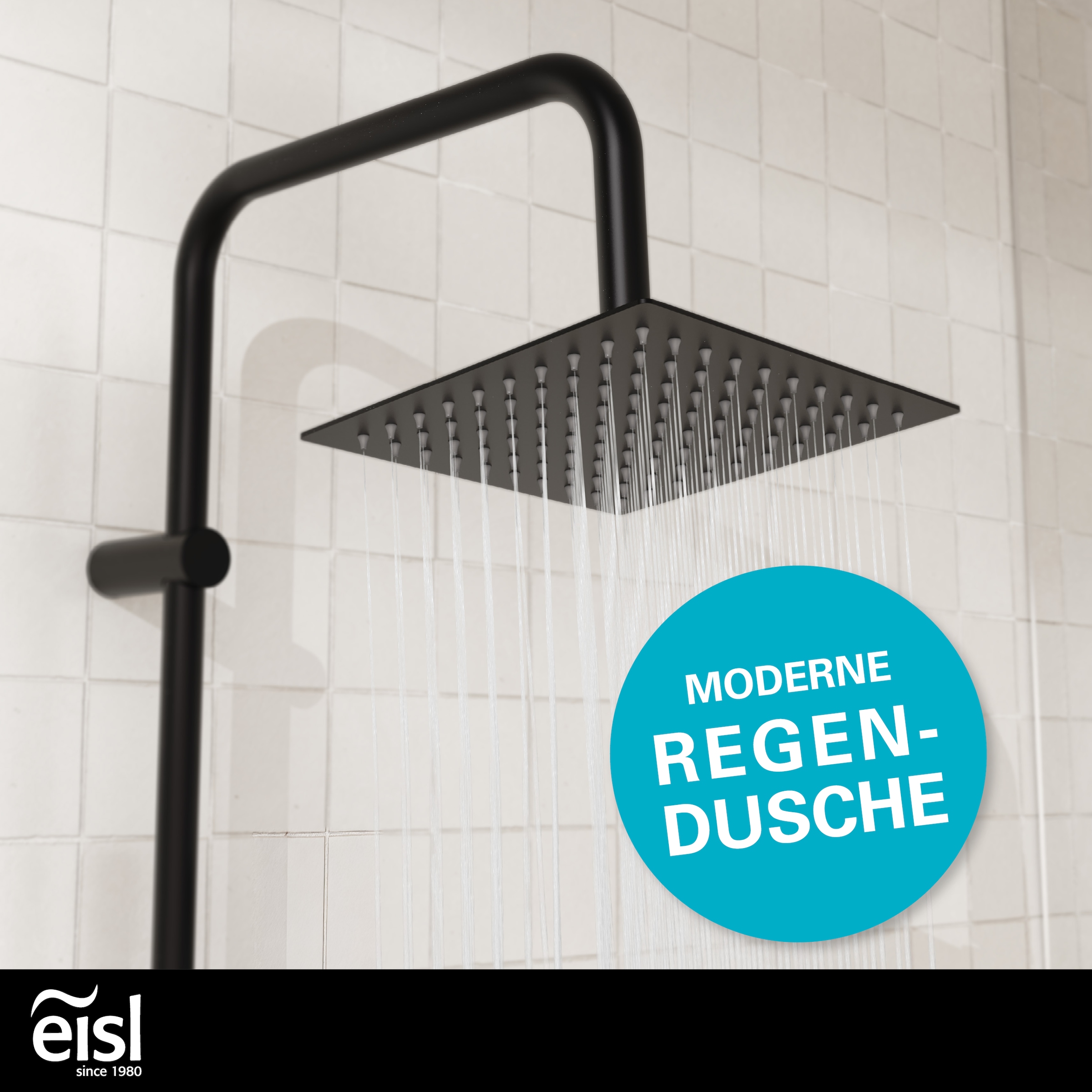 Eisl Brausegarnitur »SHOWERSTAR« Komplett-Set,  Regendusche 20x20cm, Umsteller, Antikalk, Höhenverstellbar, Thermostat