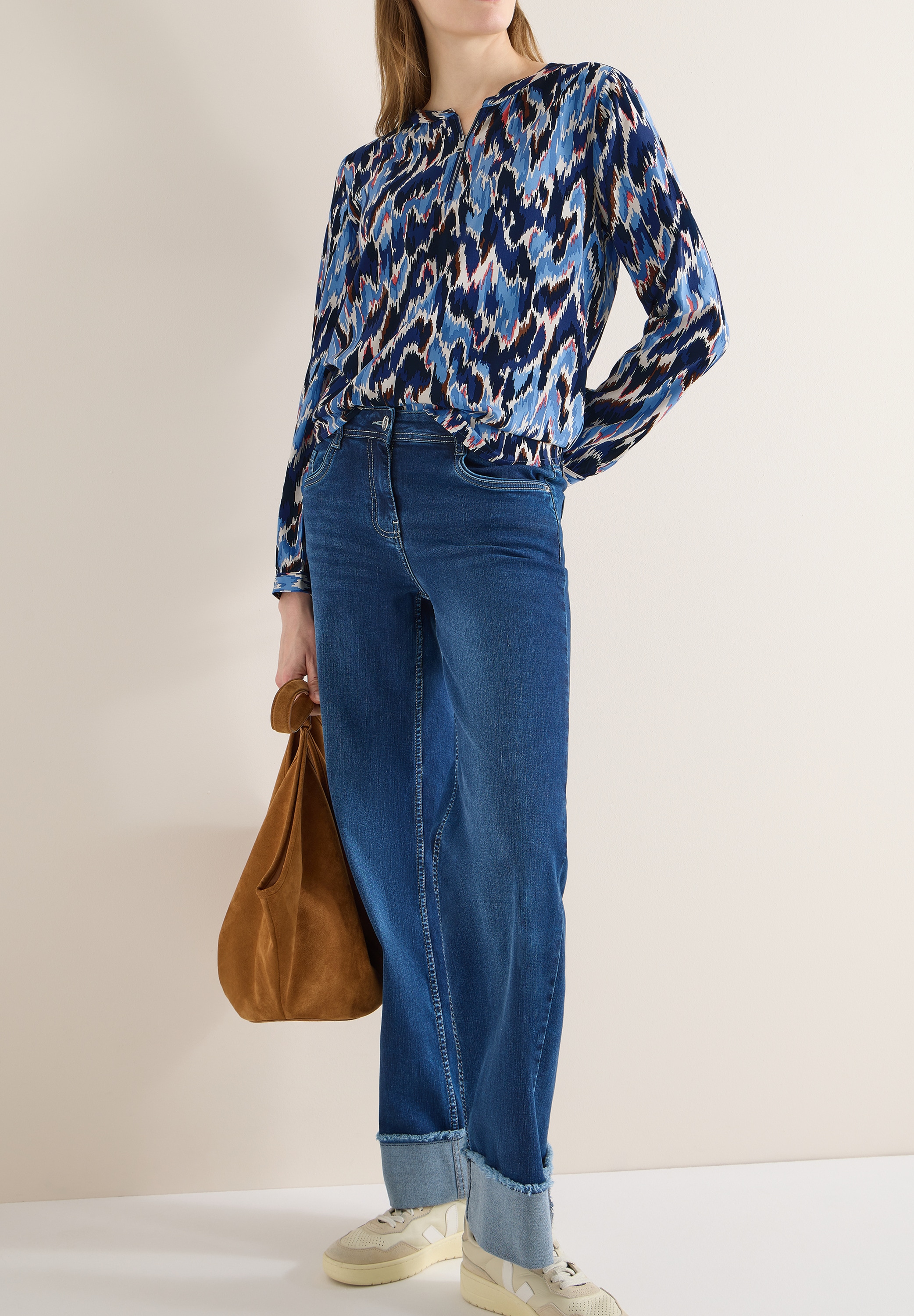 Cecil Blouse à manches longues mit grafischem Print und Reissverschluss