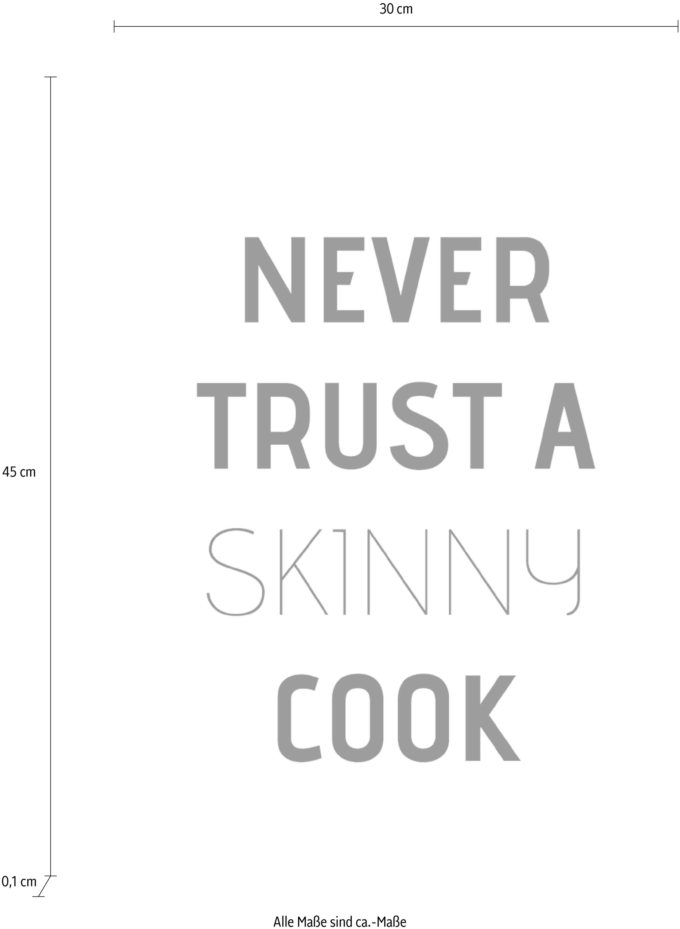 queence Objet de décoration murale »Never trust a skinny cook« Stahlschild, Blechschild, Spruch, Witzig, Wanddeko, retro, 20x30cm