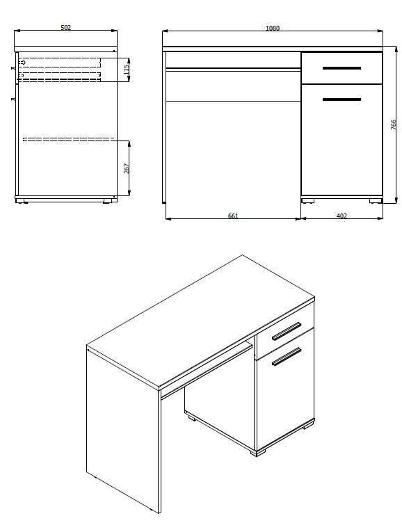 INOSIGN Schreibtisch »Tales« platzsparend mit Stauraum, ideal für das Home Office
