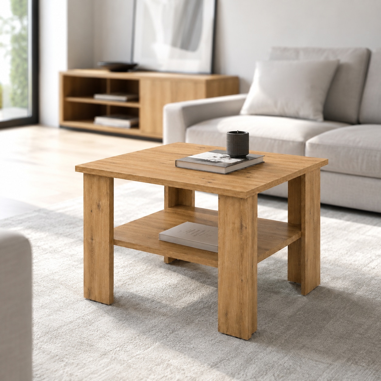 GOODproduct Table basse »CT 2 Wohnzimmertisch, Sofatisch, Beistelltisch, Kaffeetisch« Avec rangement, carré/rectangulaire, laqué blanc brillant ou décor Artisan