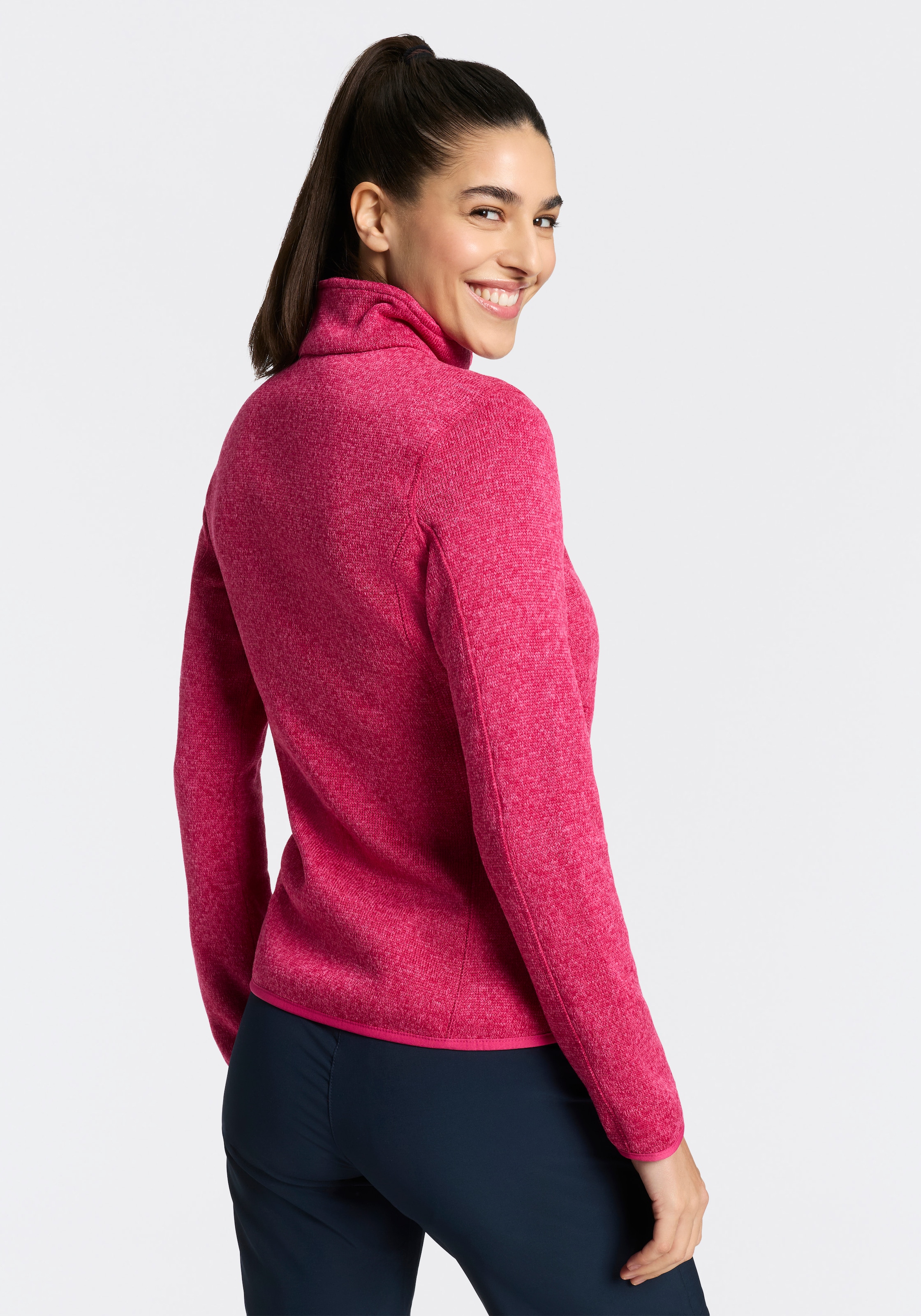 CMP Strickfleecejacke »KNITTED MELANGE FLEECE WOMAN JACKET« mit Reissverschlusstaschen, schnell trocknend, atmungsaktiv