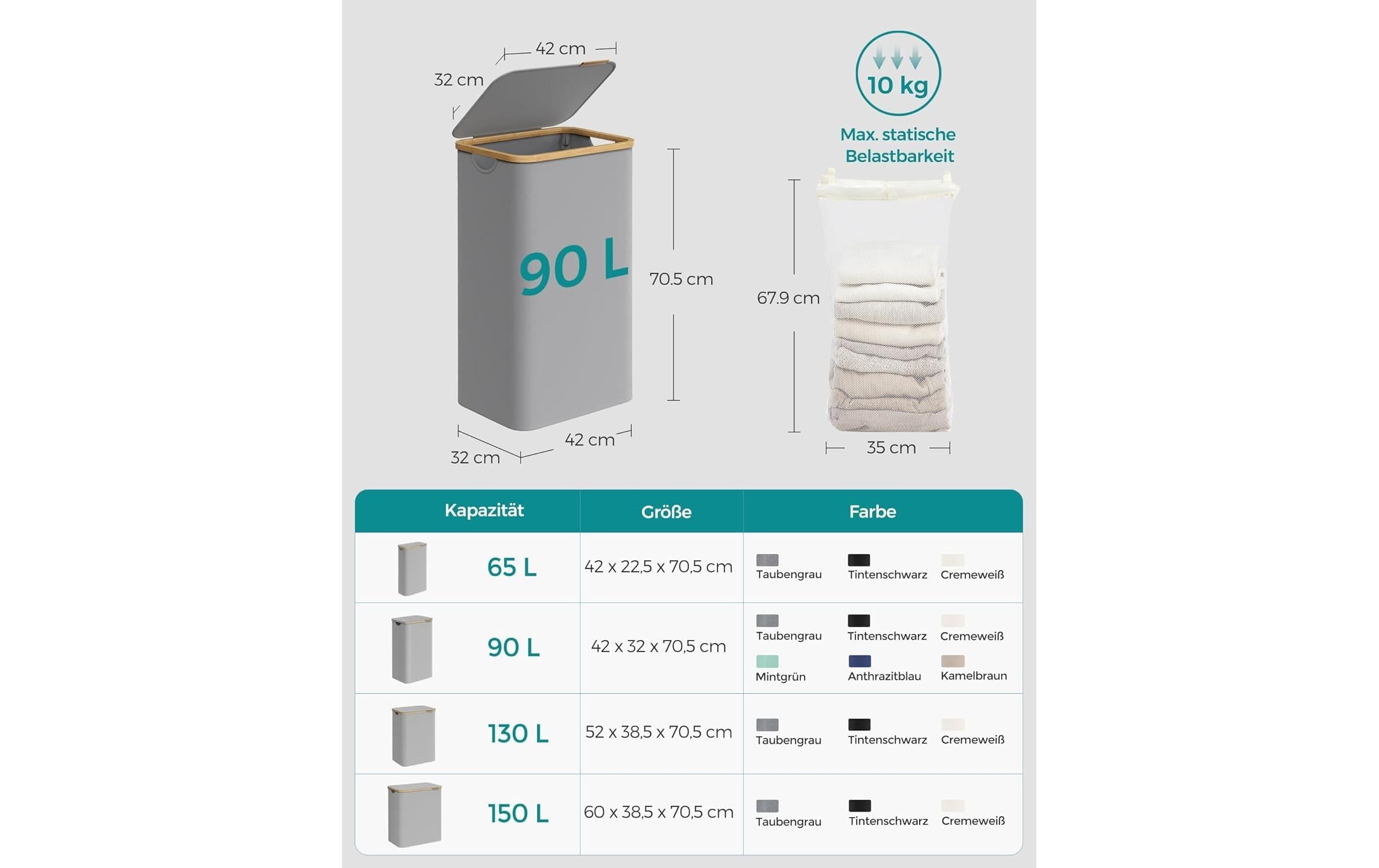 SONGMICS Panier à linge »mit Deckel 90 l«