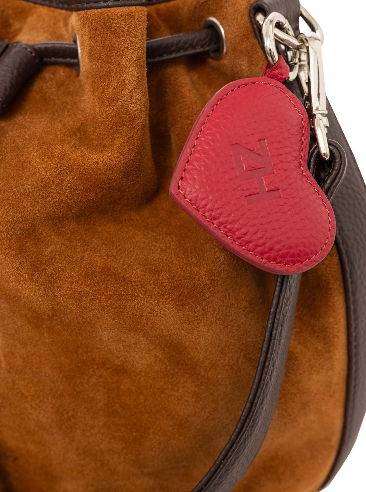 Zwillingsherz Sac à main »"Suede Drawstring Bag"« design sac, fermeture à cordon, daim doux, pendentif en forme de cœur
