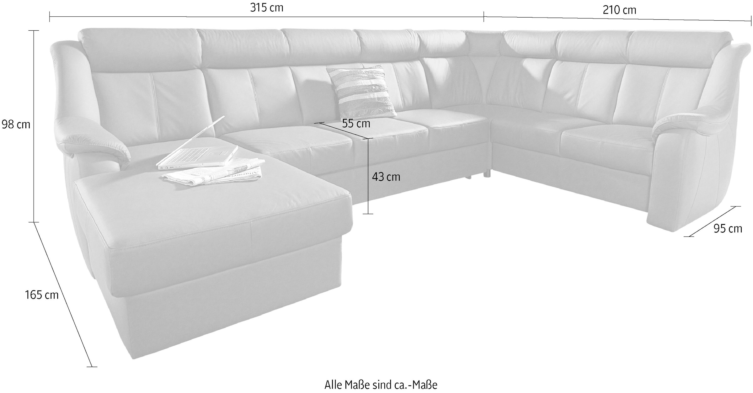 sit&more Paysage de salon »Basel U-Form« wahlweise mit Relaxfunktion