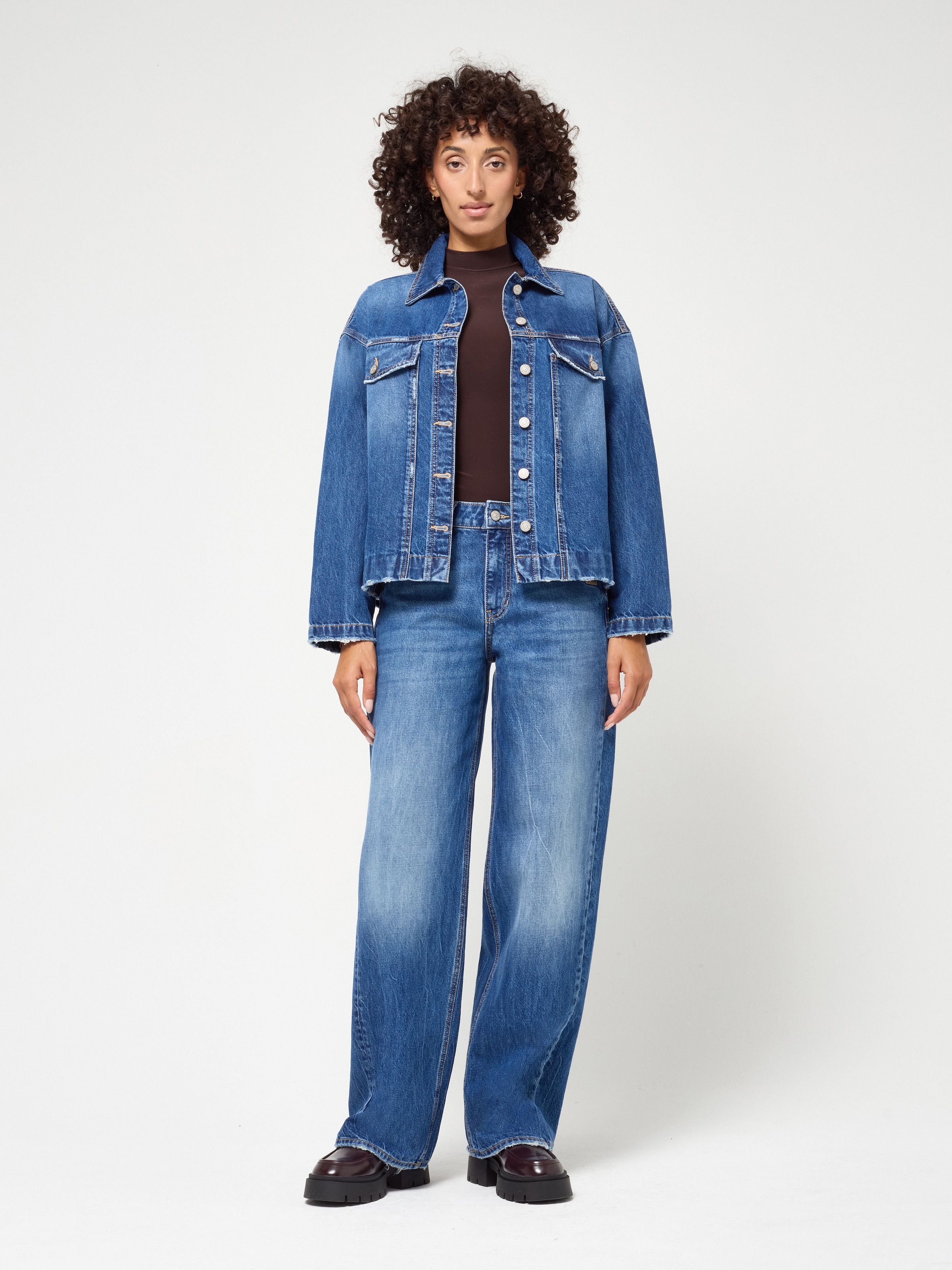 GANG Veste en jean »94ZORA JACKET« coupe oversize, effet destroy