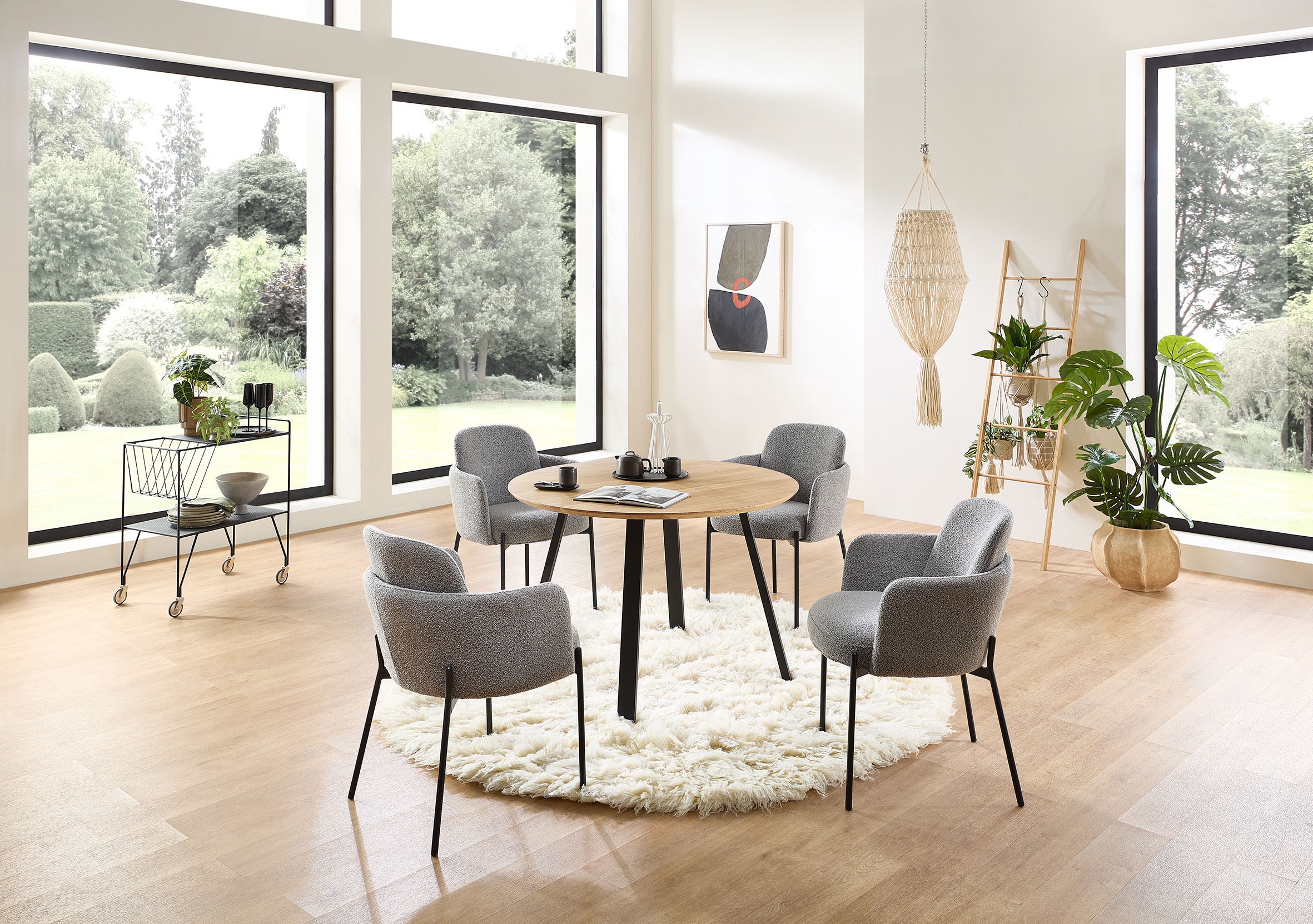 Stolkom Chaise avec accoudoirs »Flora BxHxT 61x84x63 cm« (Ensemble) 4 cuislargeur 61cm, ressorts ensachés dans l'assise