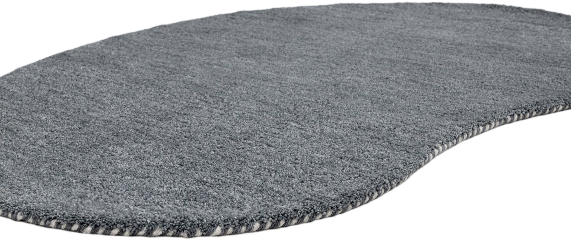 THEKO Tapis en laine »Gabbeh Uni, Handgefertigt, Teppich, meliert, reine Wolle,« ovale 14 mm Höhe Schlafzimmer, Wohnzimmer, Esszimmer, auch als Läufer, eckig  oder rund