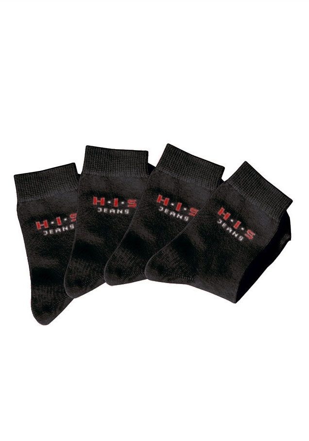 H.I.S Chaussettes basiques Packung, 4 cuis tlg. mit kontrasfarbenem Logo