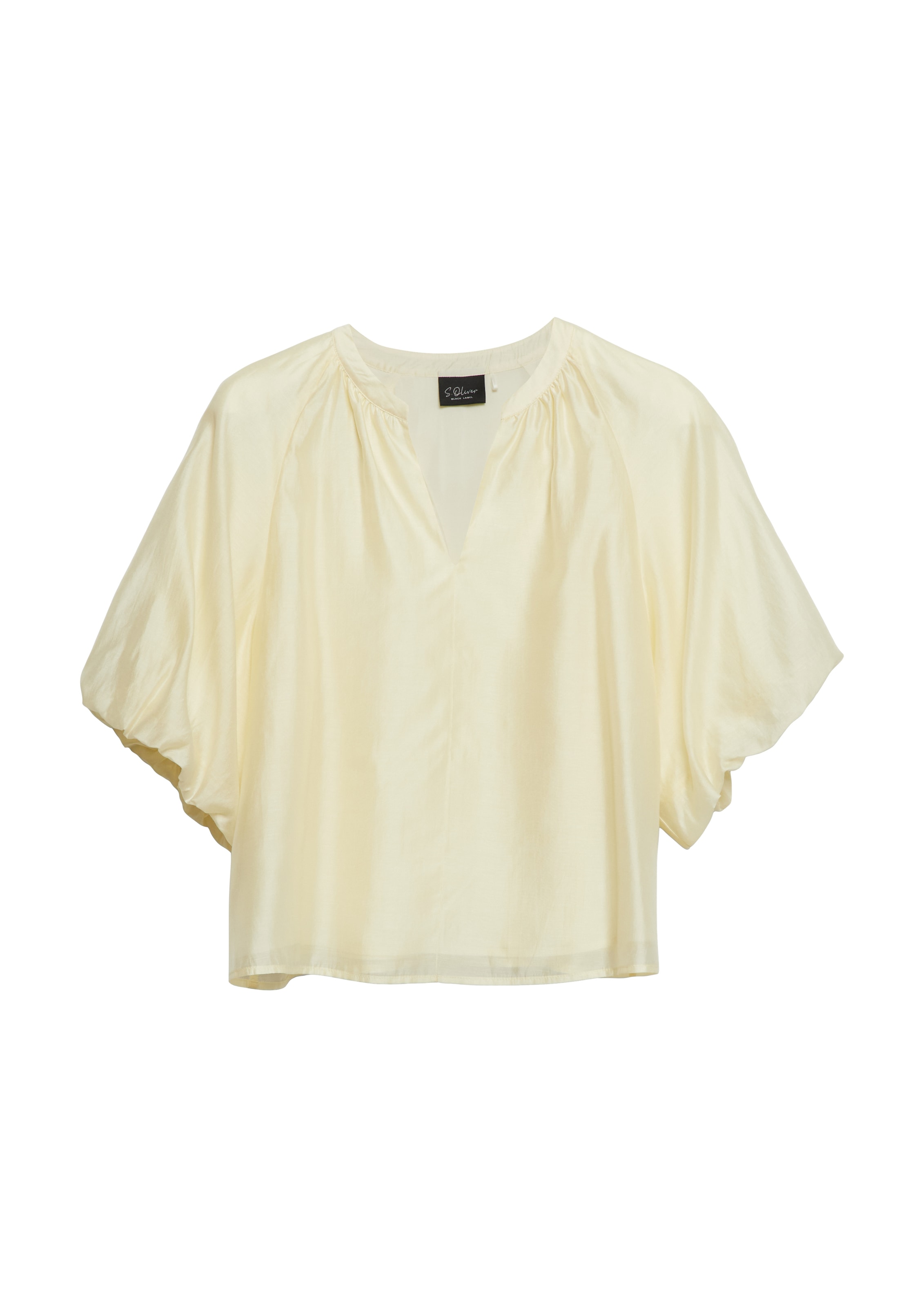 s.Oliver BLACK LABEL 1100000002199 Sommershirt mit Splitneck und weiten Puffärmeln