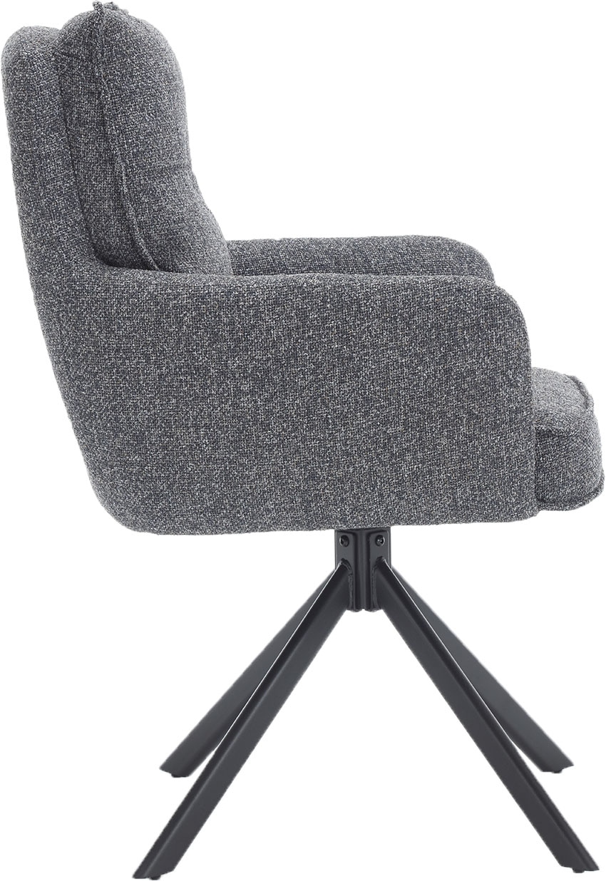 SalesFever Esszimmerstuhl »Austin - Armlehnstuhl mit hochwertiger Taschenfederkern-Polsterung« () 1 Stk.Esszimmersessel: 360° Drehfunktion mit stilvollem Metallfuss