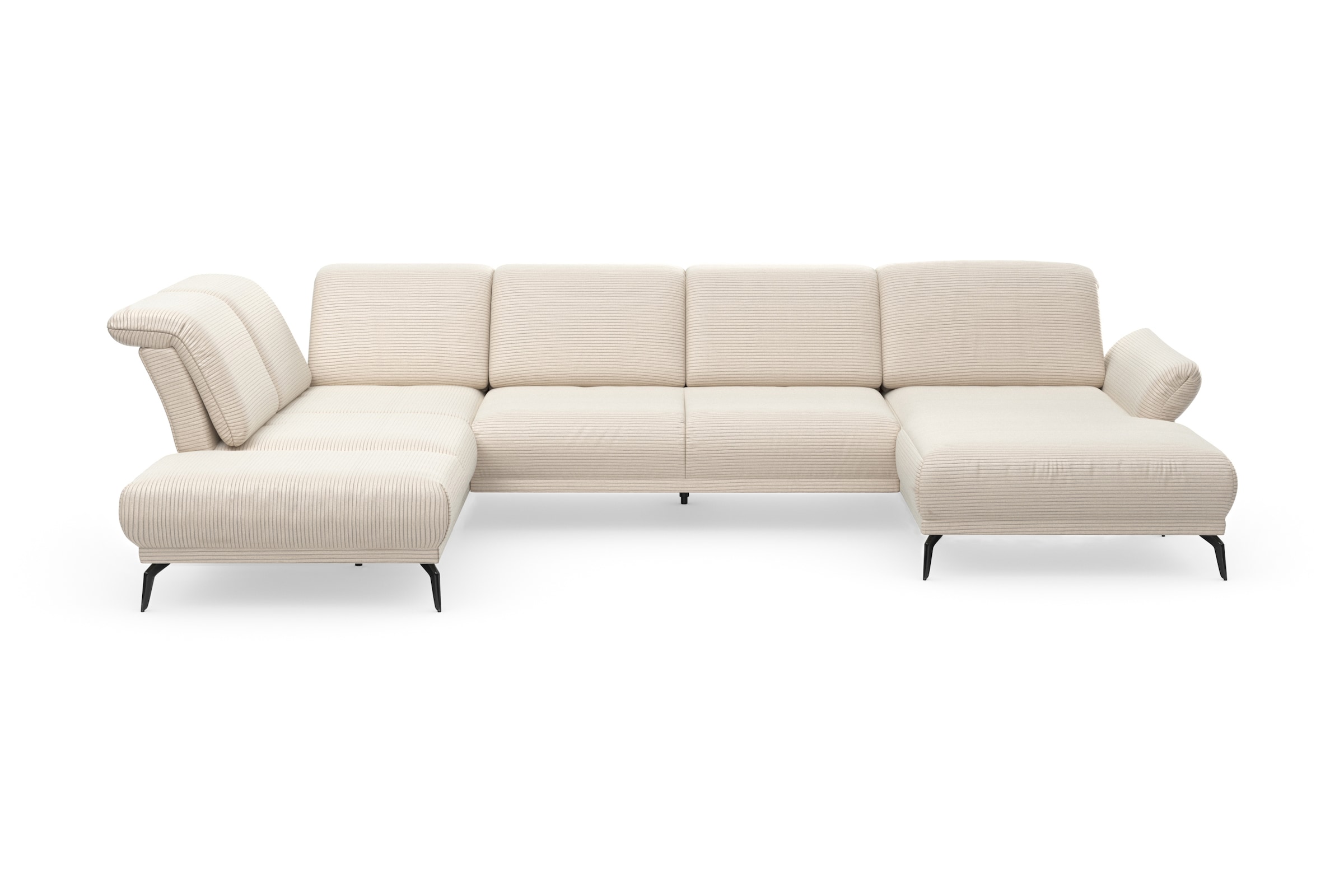 sit&more Paysage de salon »Coco U-Form« Sitztiefen-, Arm- und Kopfteilverstellung, Cord-Bezug, Fusshöhe 15 cm