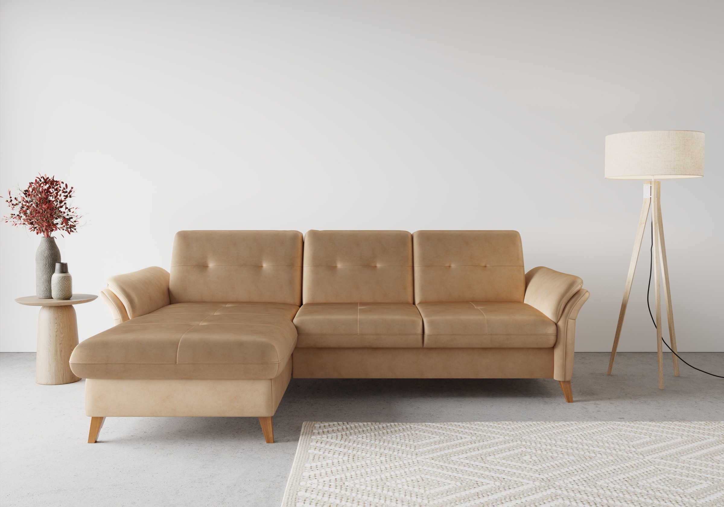 sit&more Ecksofa »Göteborg« Sitztiefenverstellung und Federkern, wahlweise mit Bettfunktion