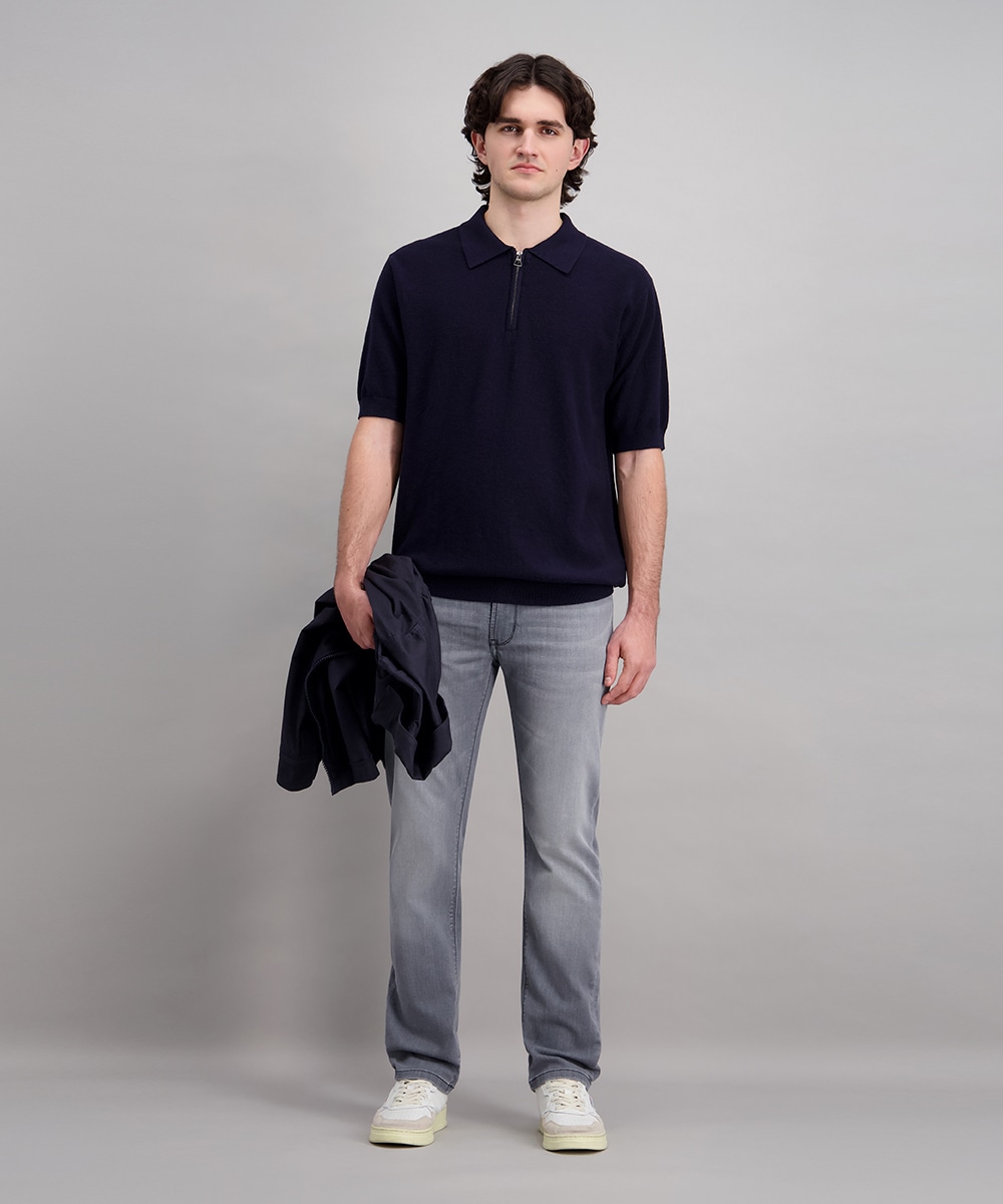 Pioneer Authentic Jeans Poloshirt »Polo Strick mit zipper« mit Rippbündchen