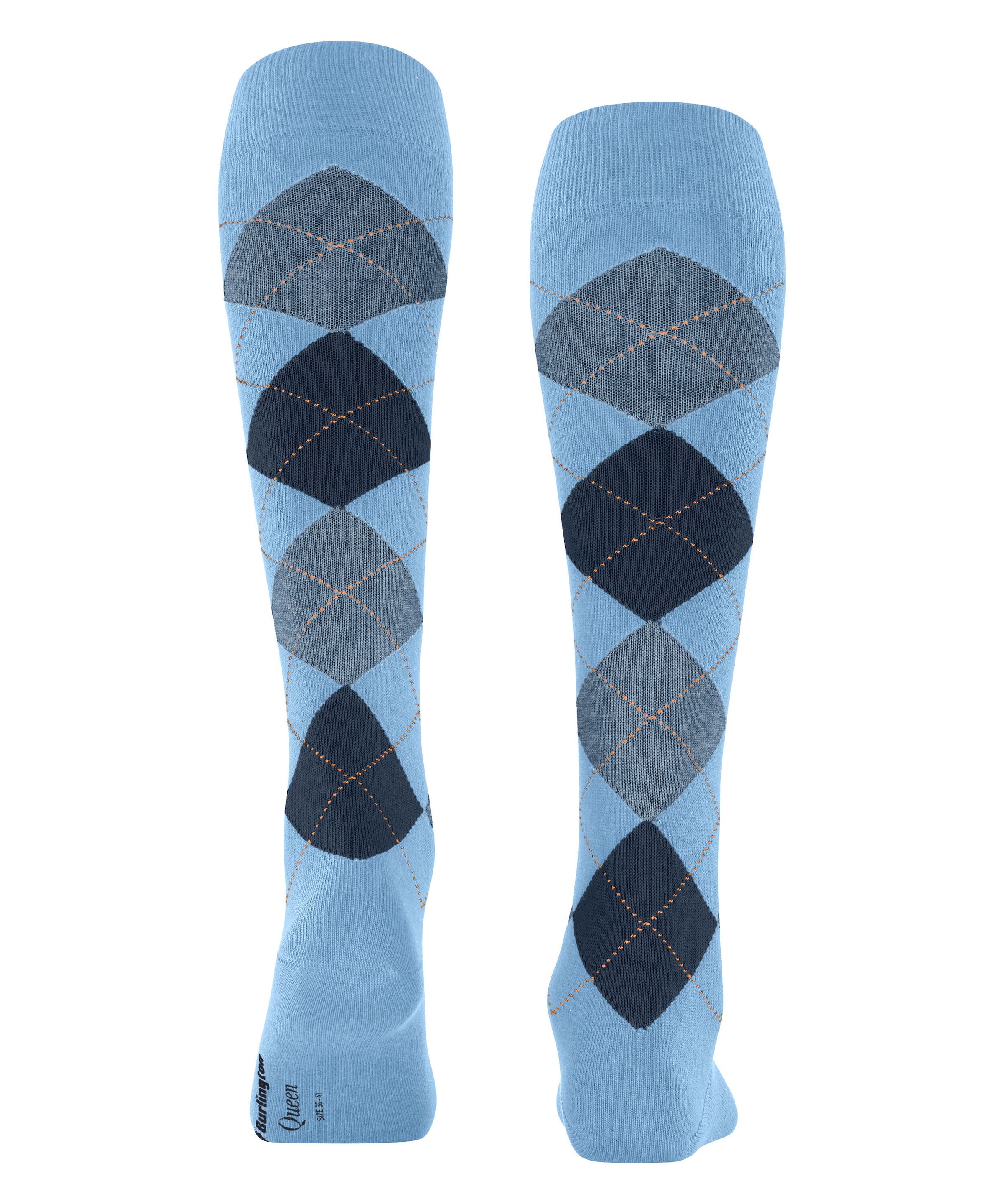 Burlington Mi-bas »Queen« taille unique 36-41, motif argyle, coton peigné