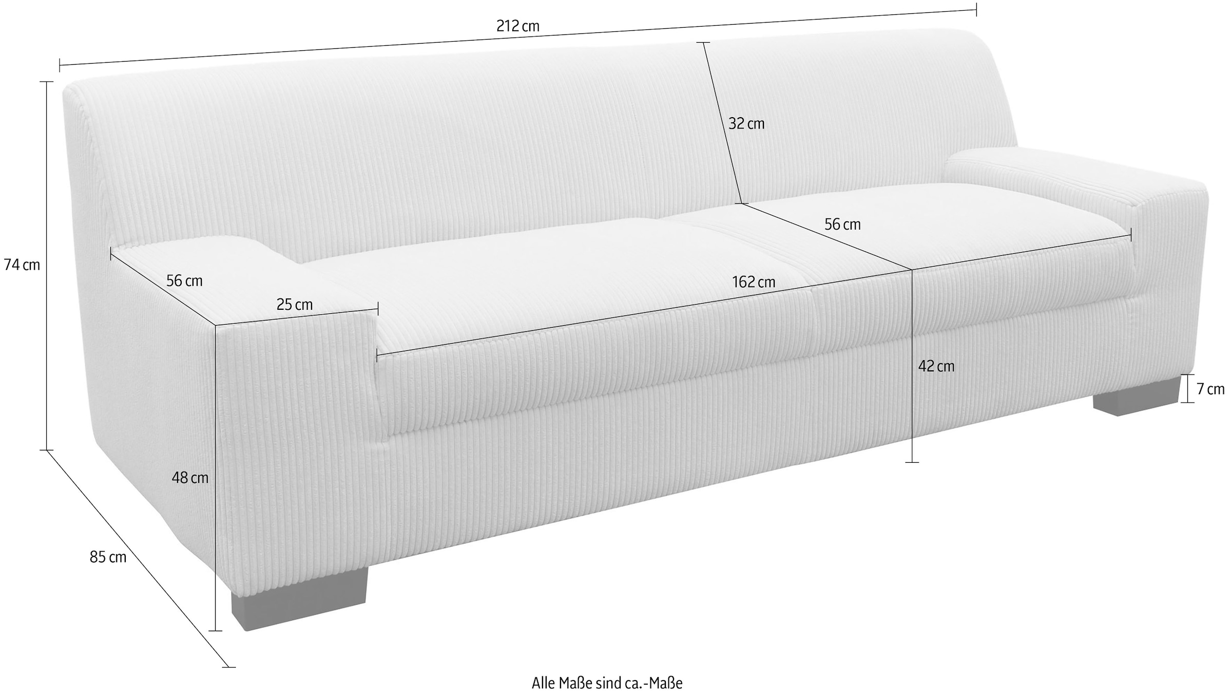 GOODproduct 3-places »Faxxe 212 x 85 cm, auch mit Schlaffunktion« en tissu doux et facile d'entretien