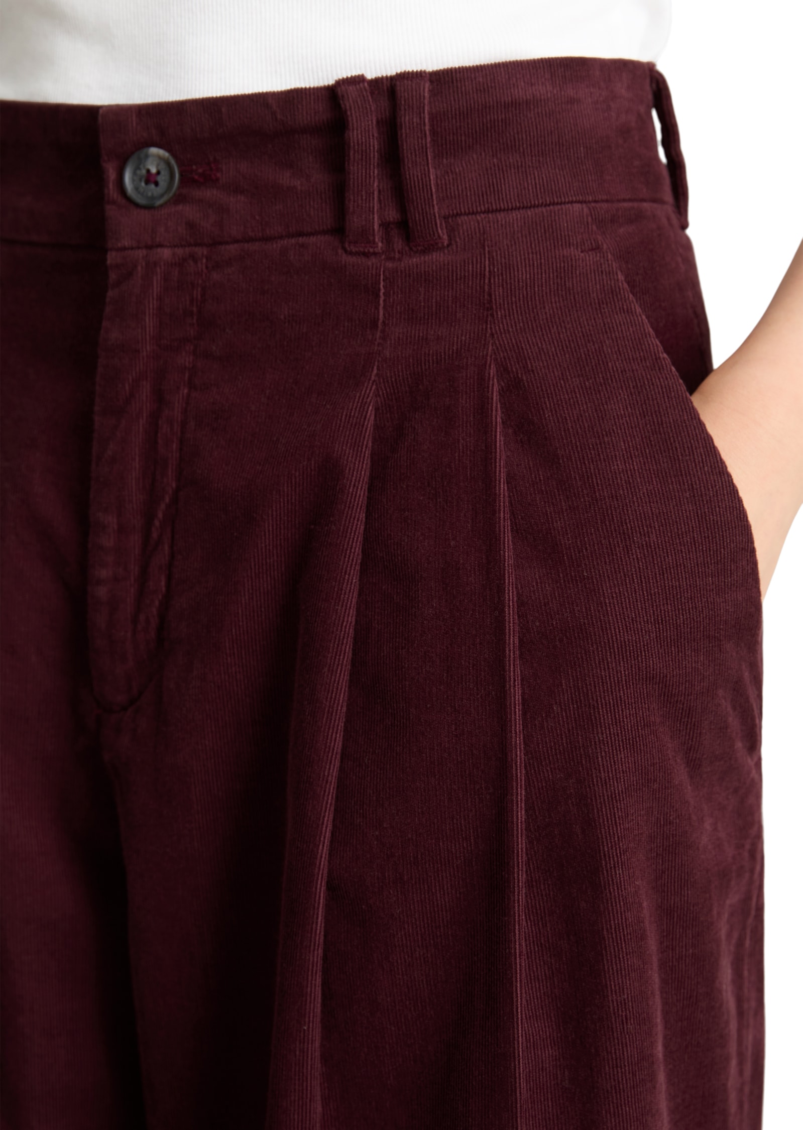 Marc O'Polo DENIM Pantalon en velours côtelé  9 : Plis sur la taille, large en coton biologique
