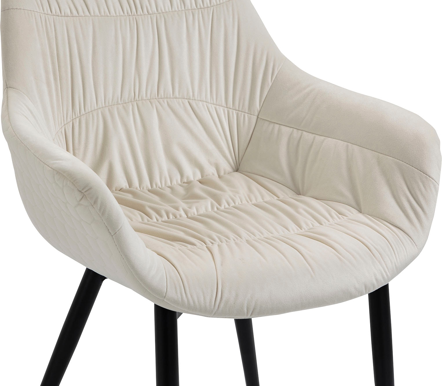 SalesFever Armlehnstuhl »Stilvoller Esszimmerstuhl für Komfort« () Esszimmerstuhl, Wabensteppung aussen, Quersteppung innen, Metallfüsse