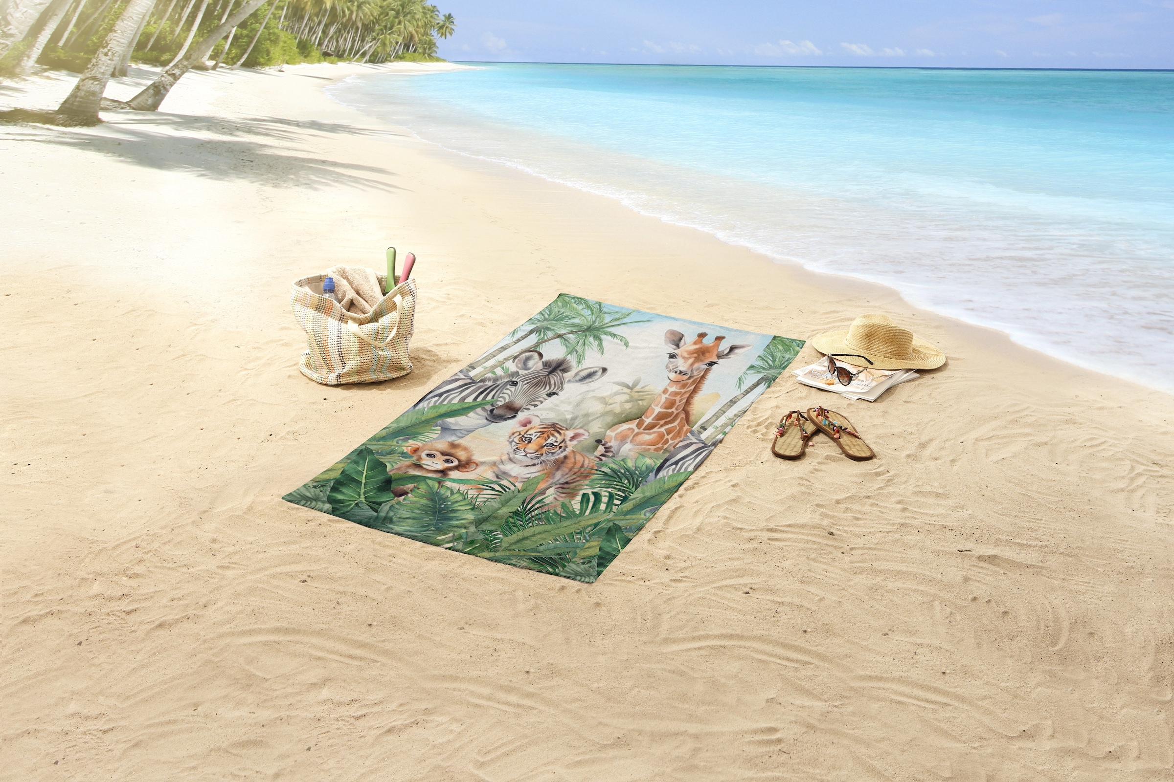 good morning Strandtuch »Thabo« Kinder Strandtuch, Mikrofaser, Velours, saugfähig, weich, leicht, bunt