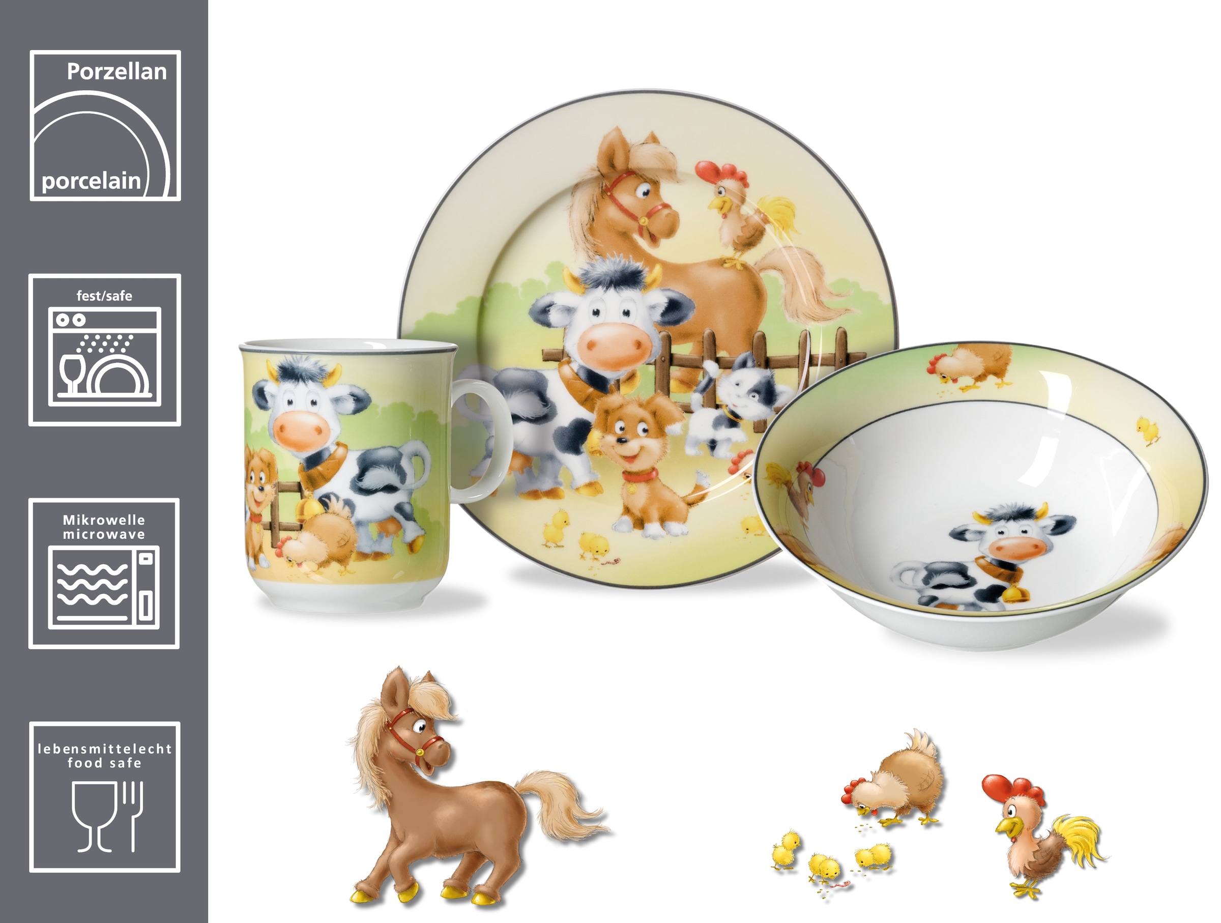 Ritzenhoff & Breker Set de vaisselle pour enfants »Hoftiere« im Geschenkkarton