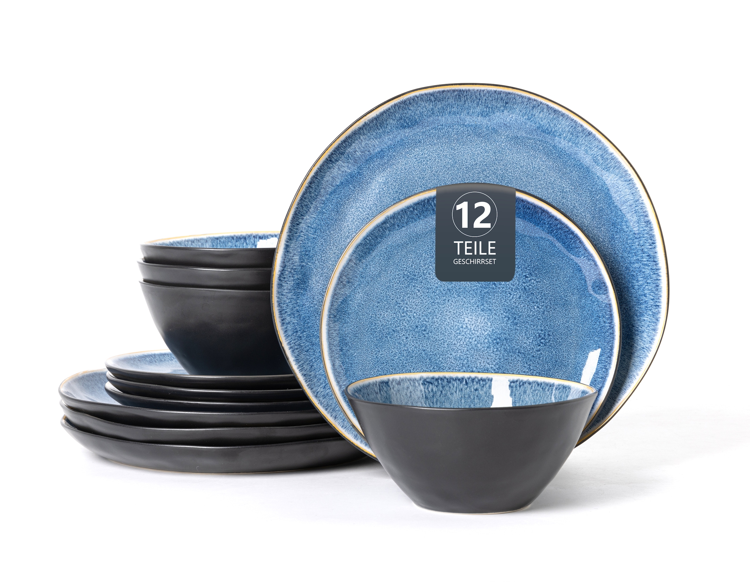 GOODproduct Tafelservice »Teller Set, Service Allden« Teller Set, jedes Stück ein Unikat, 12 Teile, für 4 Personen