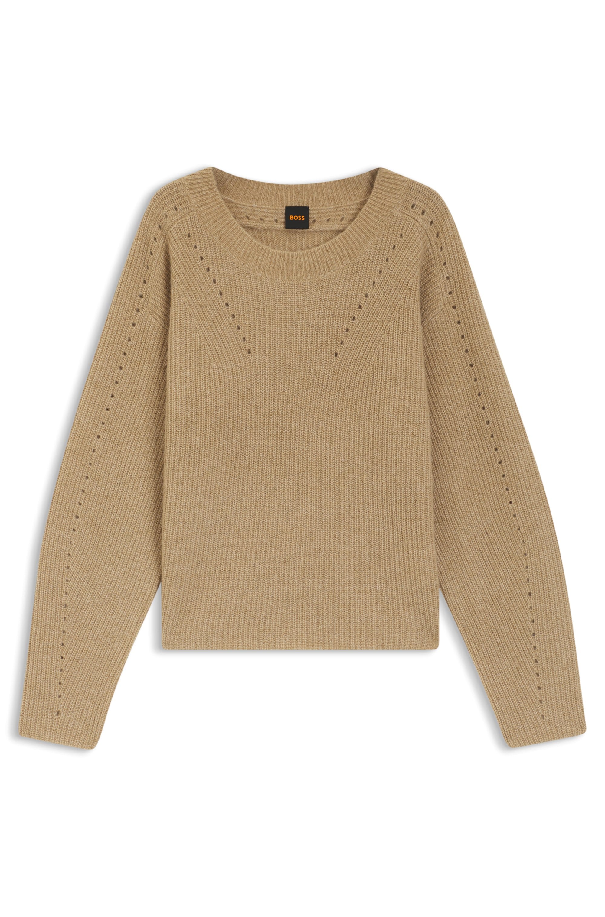 BOSS ORANGE Pull en tricot »Fenne Premium Damenmode« mit Ajourlochmuster