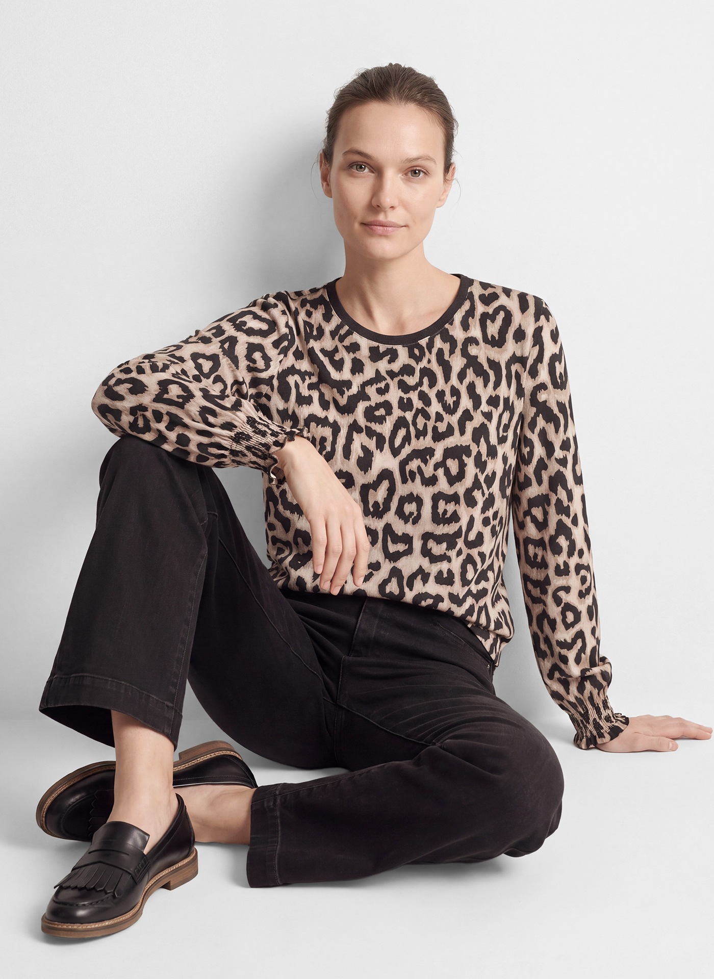 Rabe T-shirt à manches longues mit Leo-Print