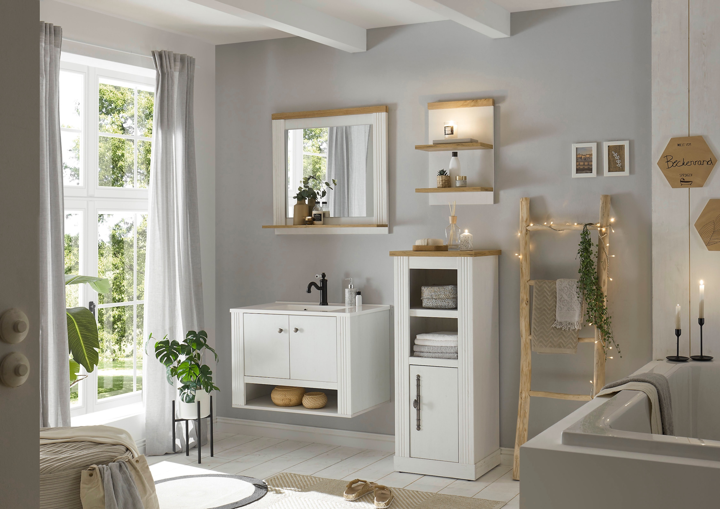 GOODproduct Ensemble de meubles de salle de bain »WESTMINSTER, Bad im Landhausstil, 4-teiliges Badezimmer« 4 cuis tlg.