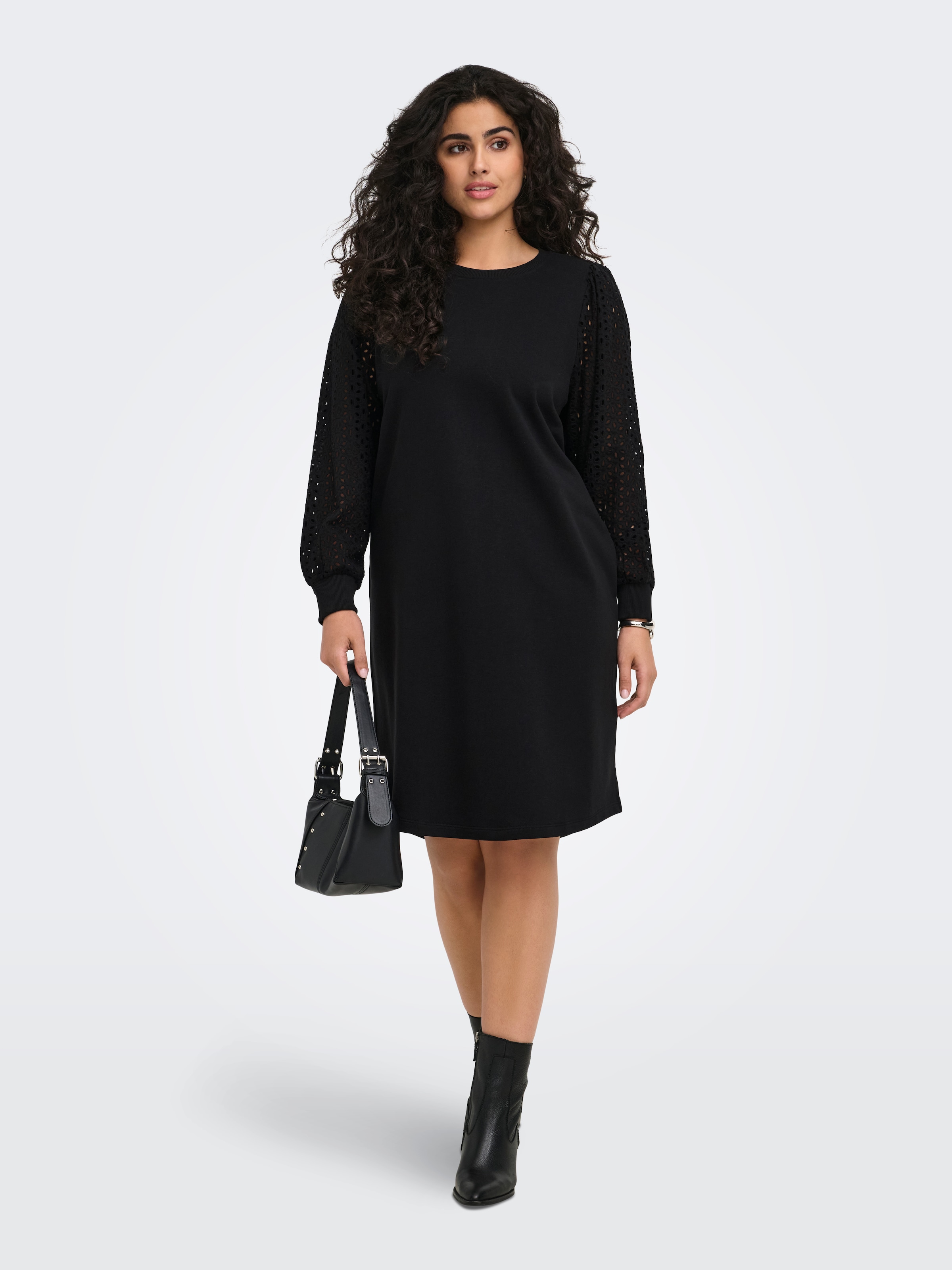 ONLY CARMAKOMA Robe midi »CARDONNA L/S MIX O-NECK MIDI DRESS JRS« mélange de coton