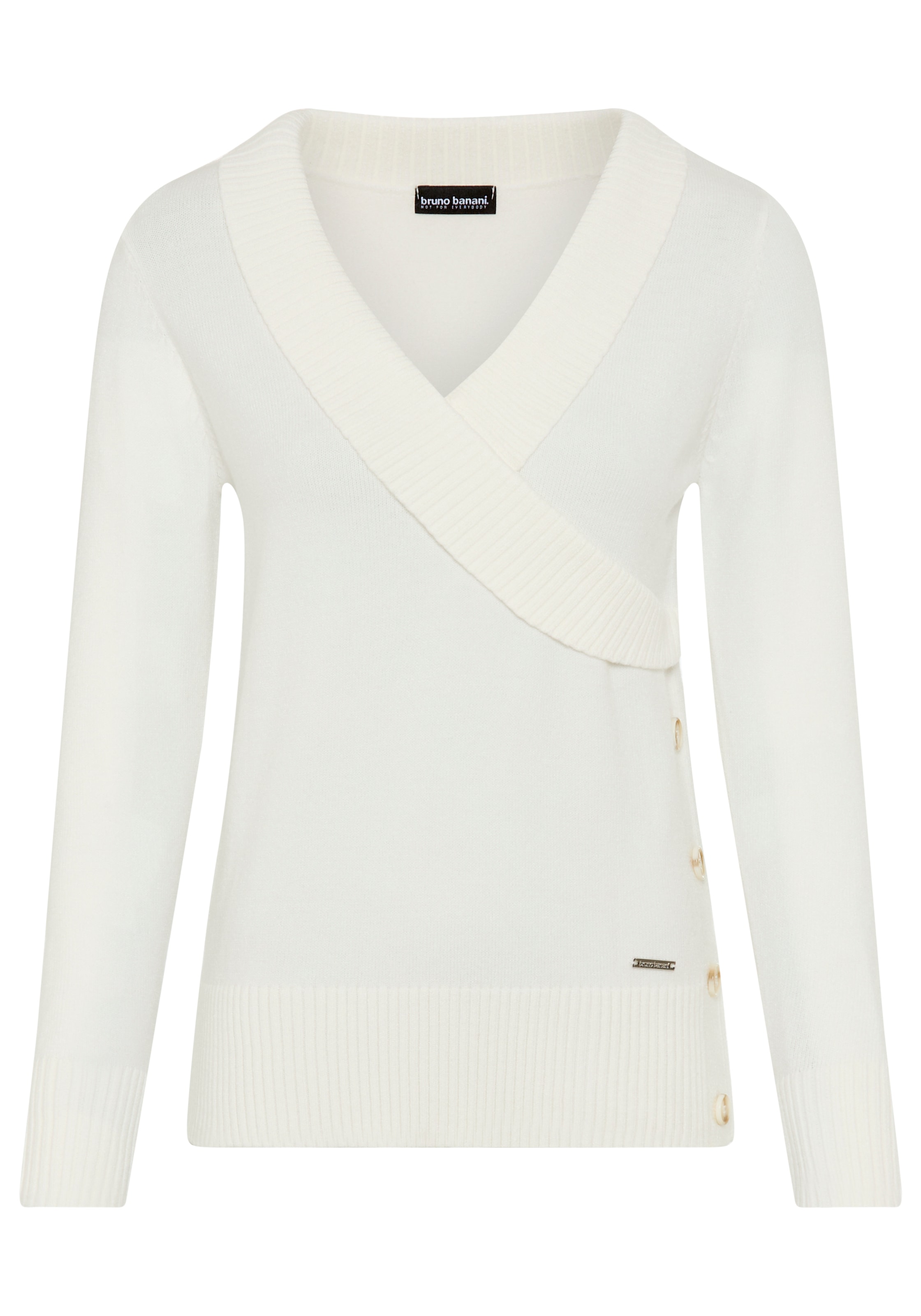 Bruno Banani Schalkragenpullover , Wickel-Optik mit Zierknöpfen - NEUE KOLLEKTION
