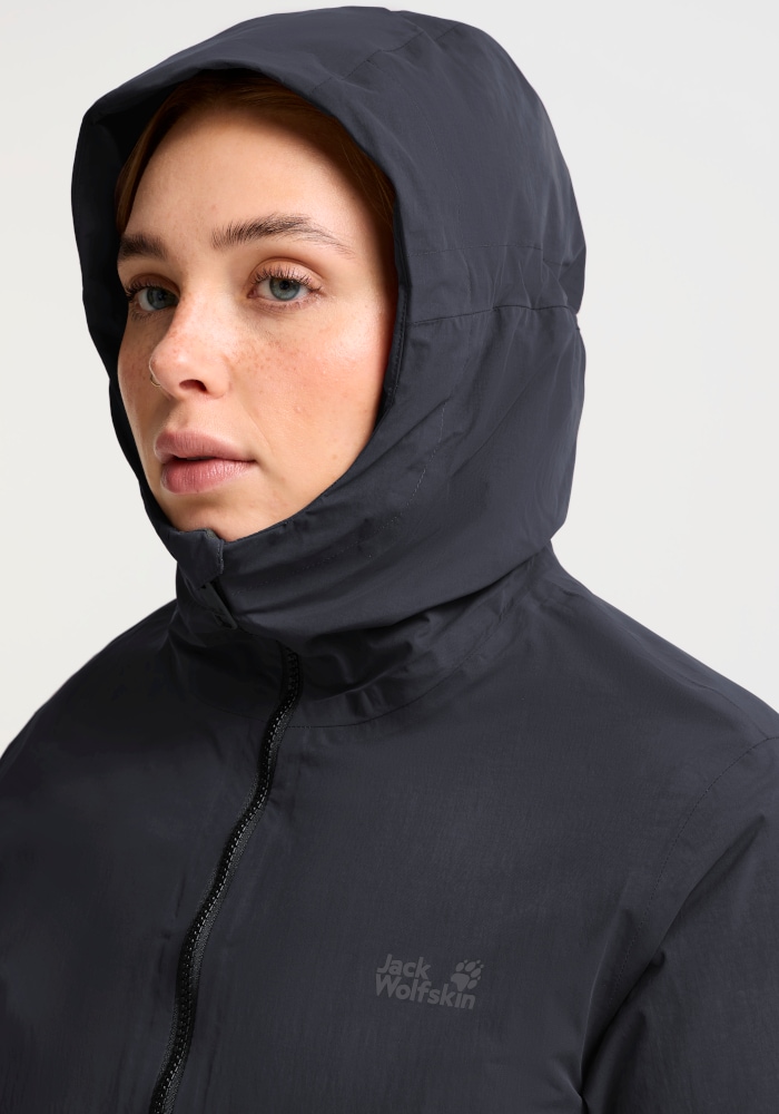 Jack Wolfskin Daunenmantel »FIORA BAY COAT W RDS« für sportliche Outdoor- und Wandereinsätze, langer Schnitt