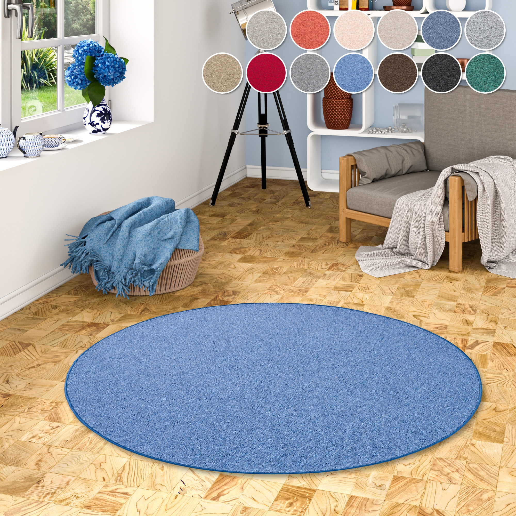 GOODproduct Teppich »Fortis, Schlinge, Made in Netherlands« rund 5 mm Höhe Uni Farben, gekettelt, strapazierfähig, Wohnzimmer