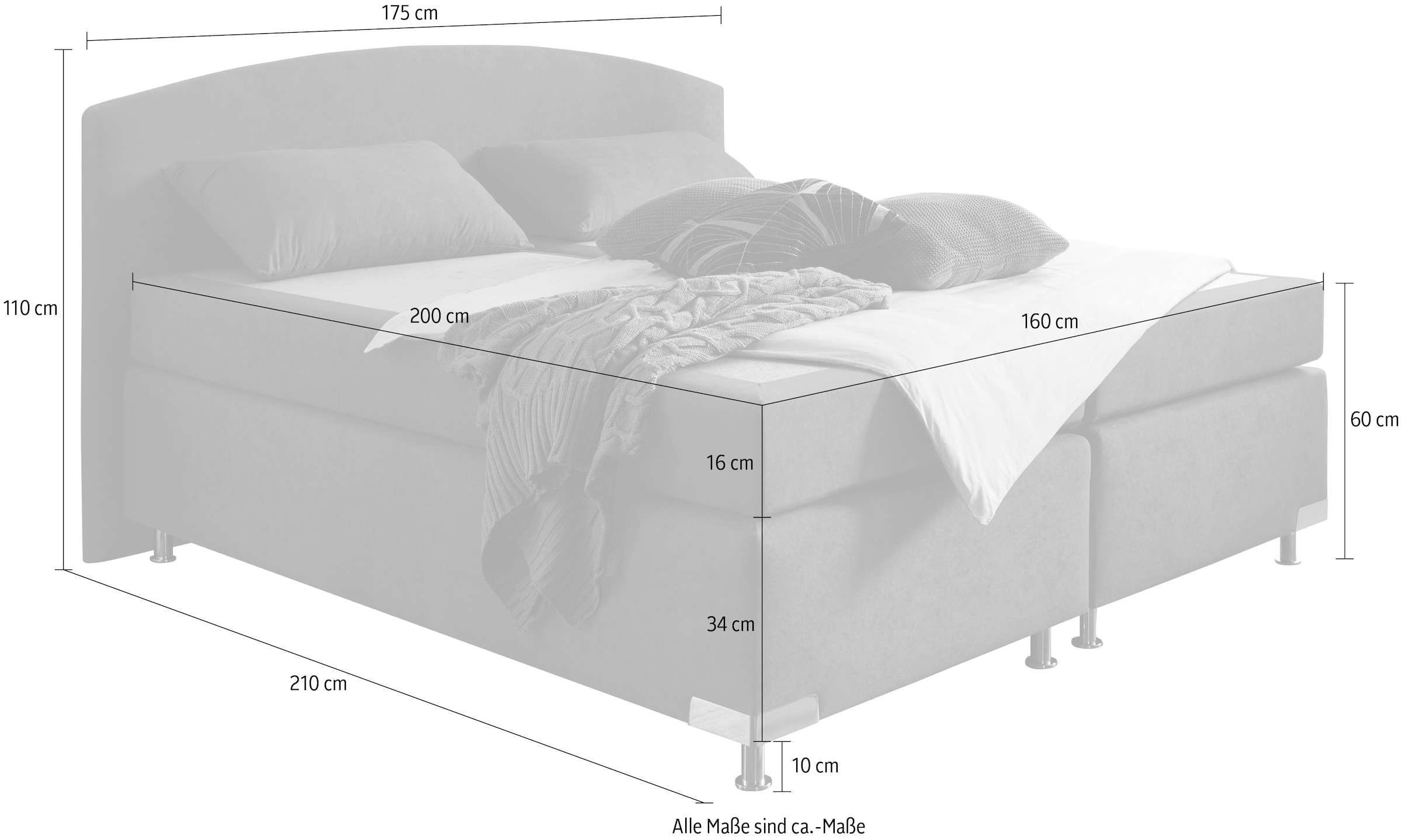Westfalia Schlafkomfort Lit boxspring »Amsterdam in den Breiten 160x200, 180x200cm & 200x200cm« Optional mit Topper, 