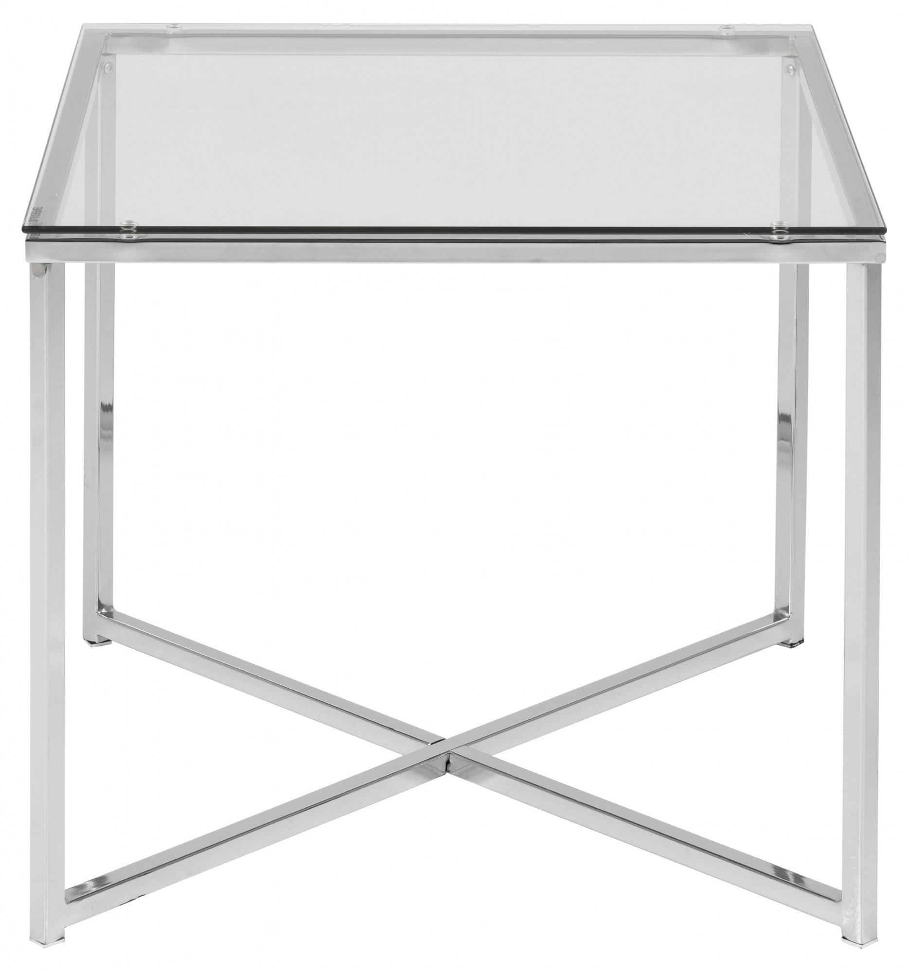 ACTONA GROUP Table basse »Cross« table d’appoint, verre clair trempé, structure acier, L : 50 cm