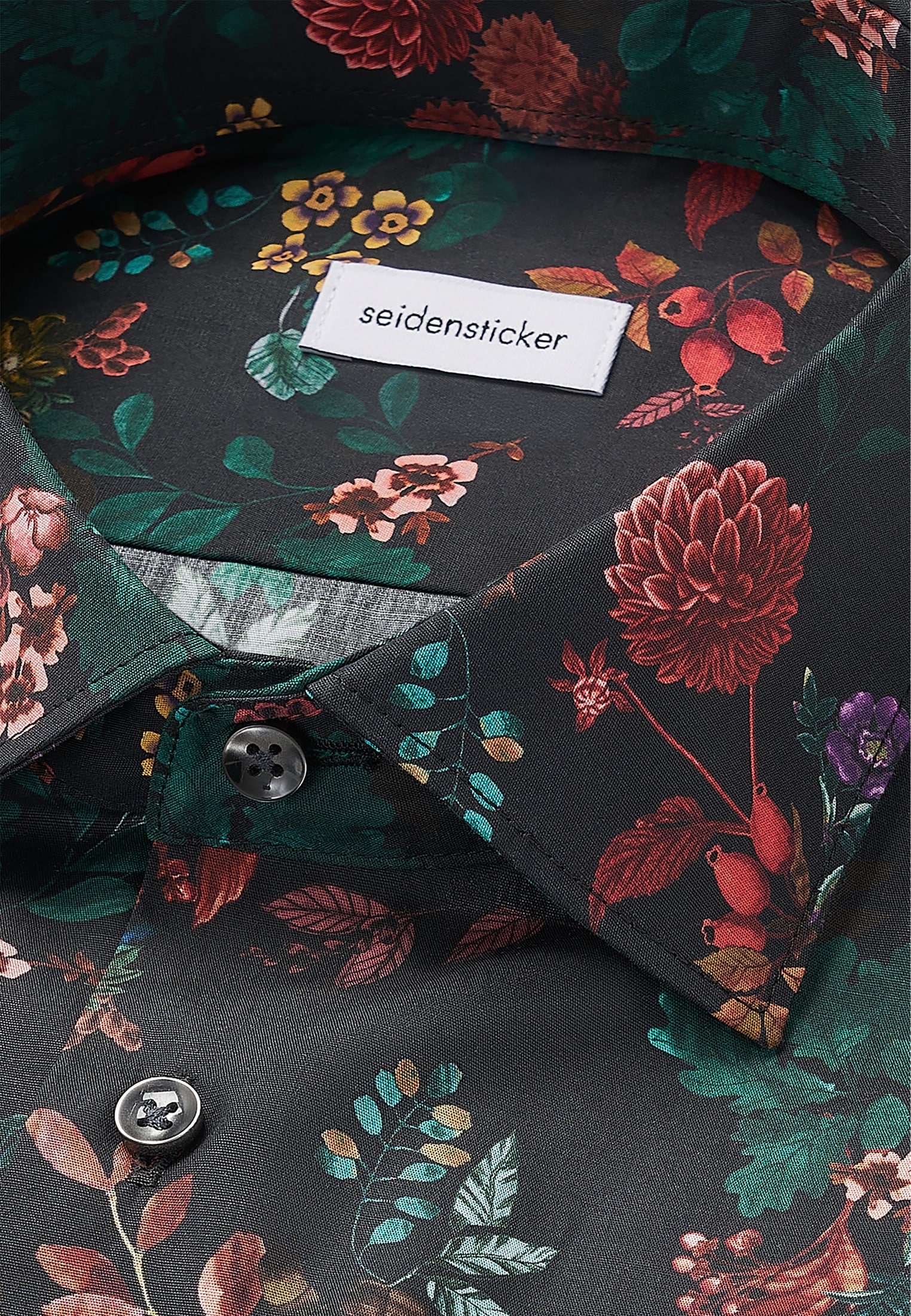 seidensticker Chemise d'affaires »Schwarze Rose« Shaped 1/1 Kentkragen Druck