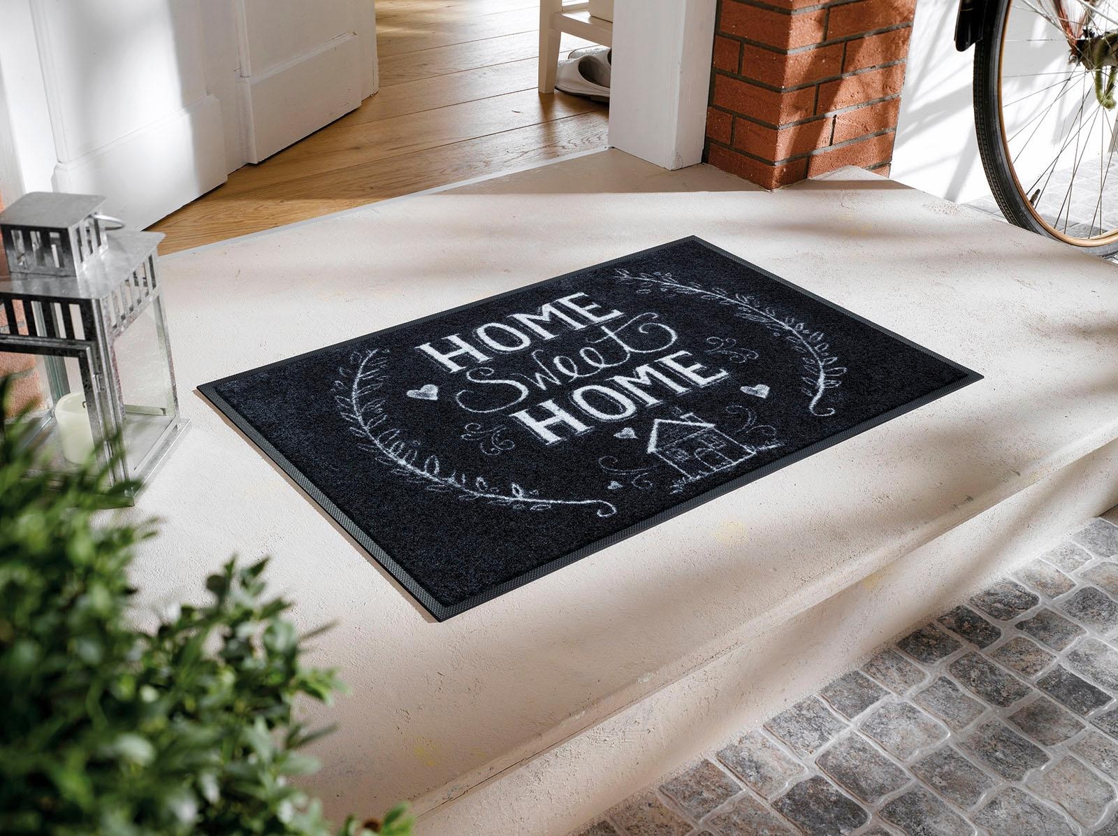 wash+dry by Kleen-Tex Tapis de sol »Chalky Home« Rectangulaire 7 mm Höhe Schmutzfangmatte, mit Spruch, rutschhemmend, waschbar