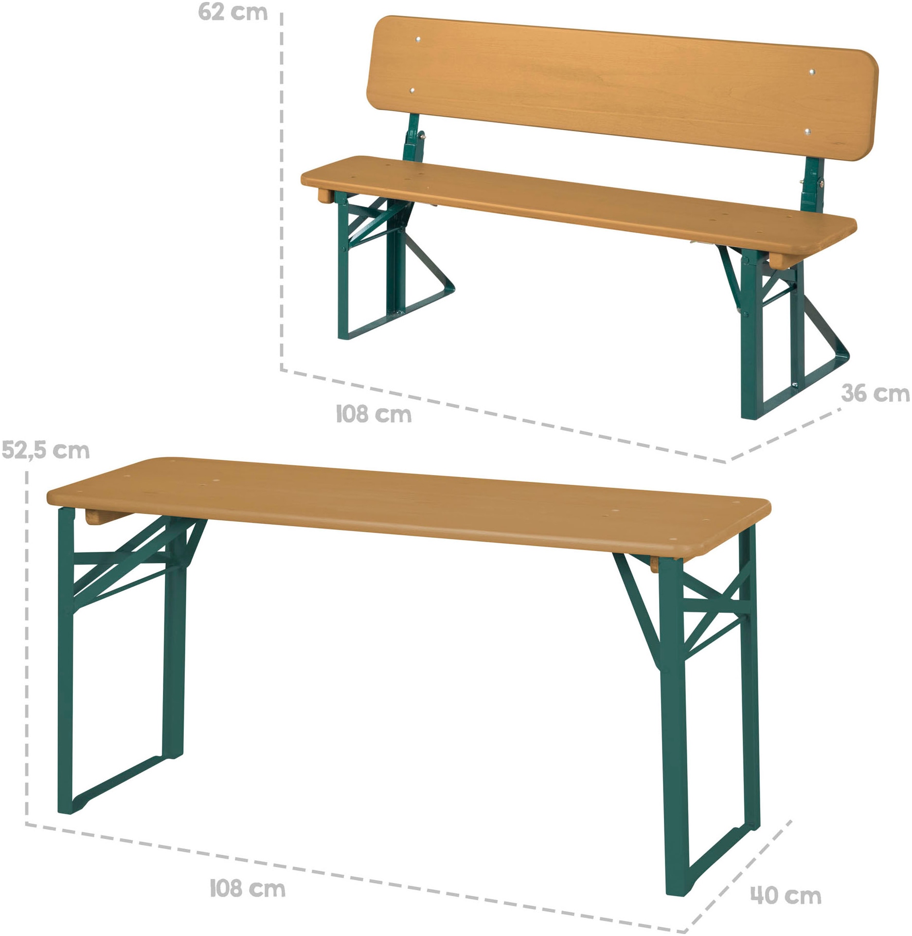 roba® Kindersitzgruppe »Outdoor Party-Garnitur für Kinder, natur/grün, aus Holz« 3 Stk. tlg. mit Lehne; FSC® - schützt Wald