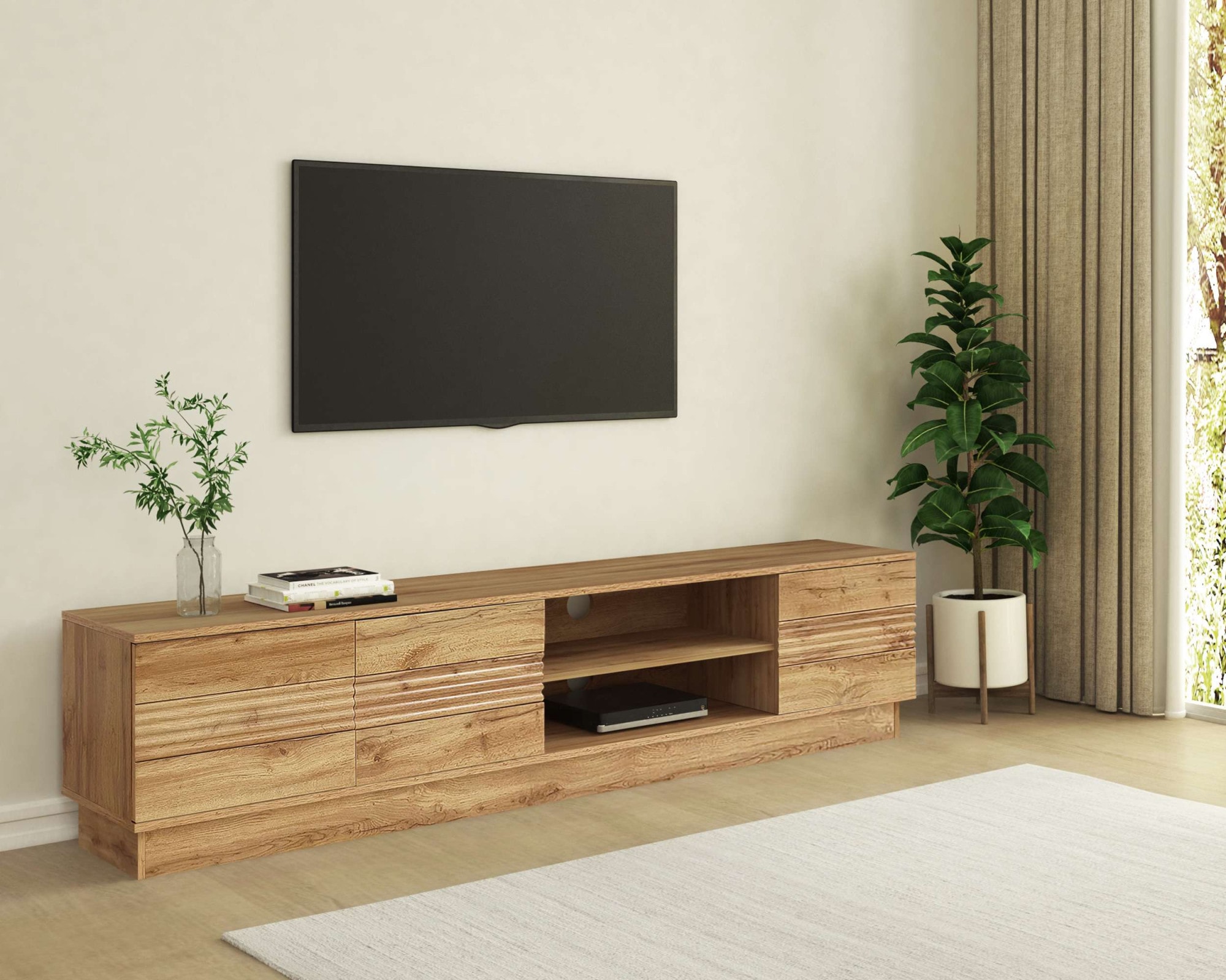 GOODproduct Table basse »Angers« Lowboard mit Push-to-open und Kabeldurchführung, Breite 200 cm