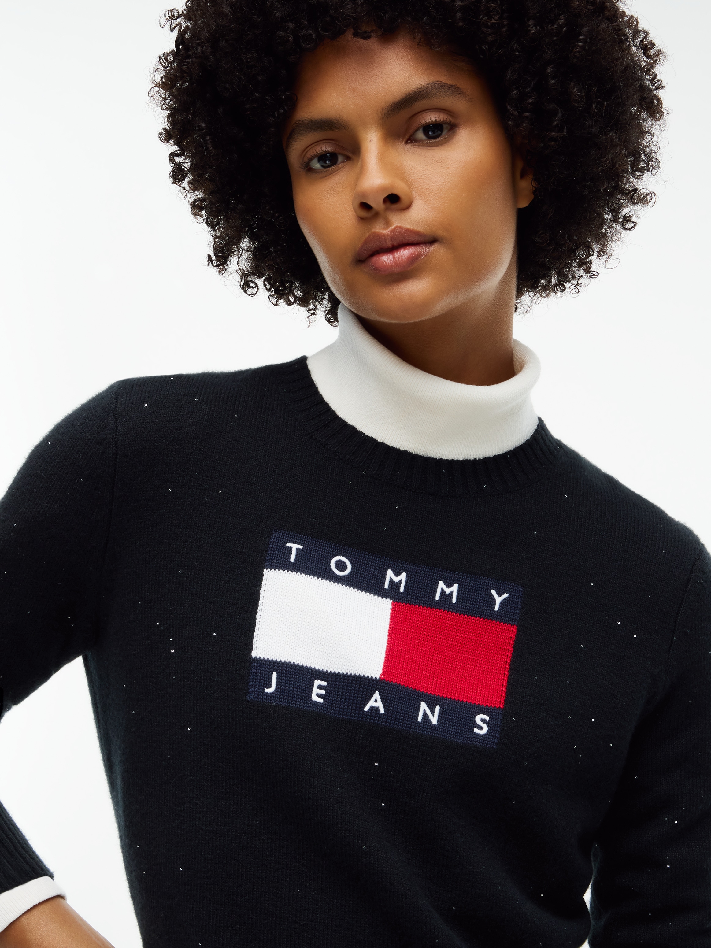 Tommy Jeans Sweatkleid »TJW SPARKLE FLAG SWEATER DRESS« Baumwollmischung