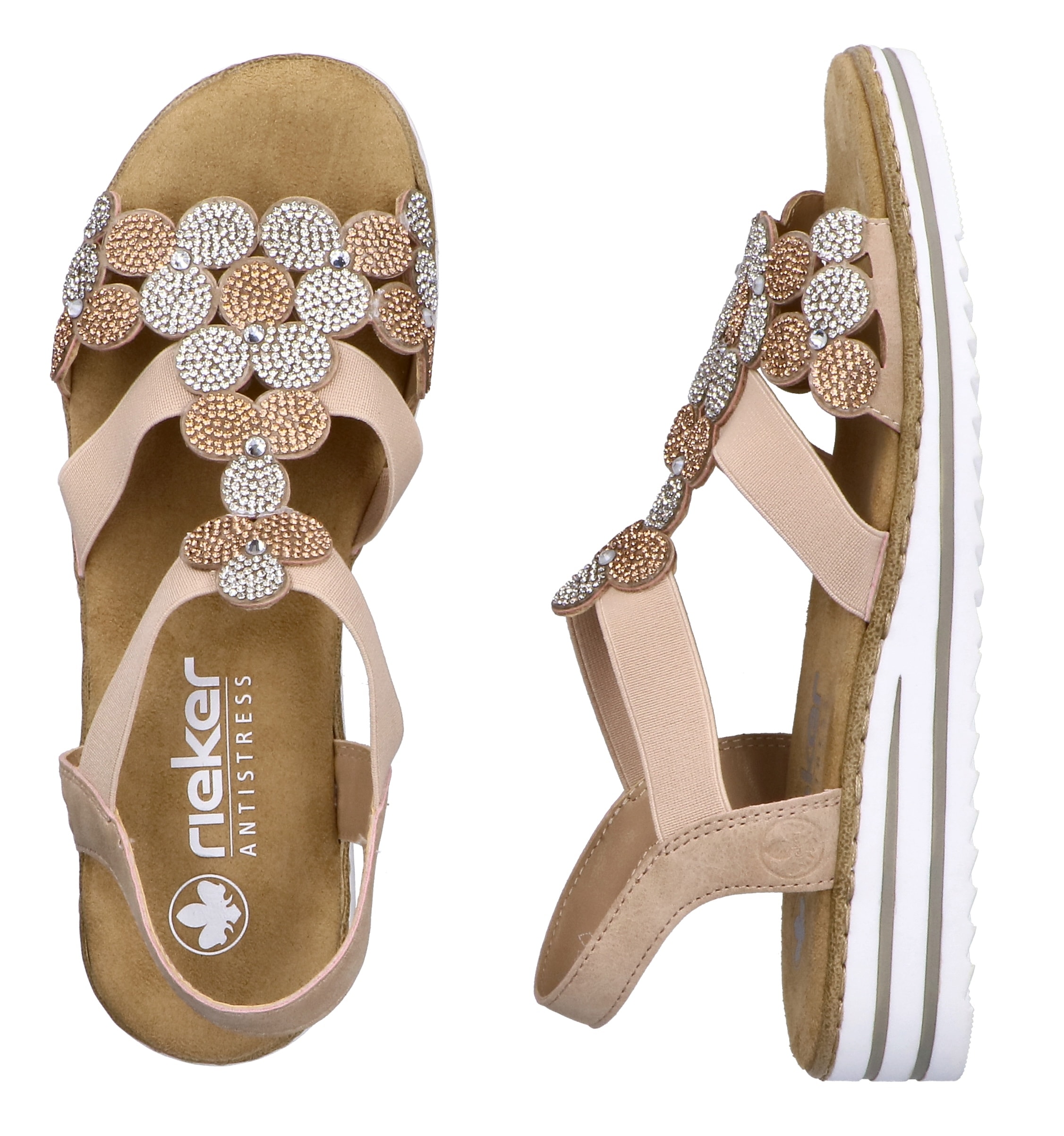 Rieker Sandale  Chaussure à enfiler, chaussure d'été, chaussure de vacances avec pierres pailletées