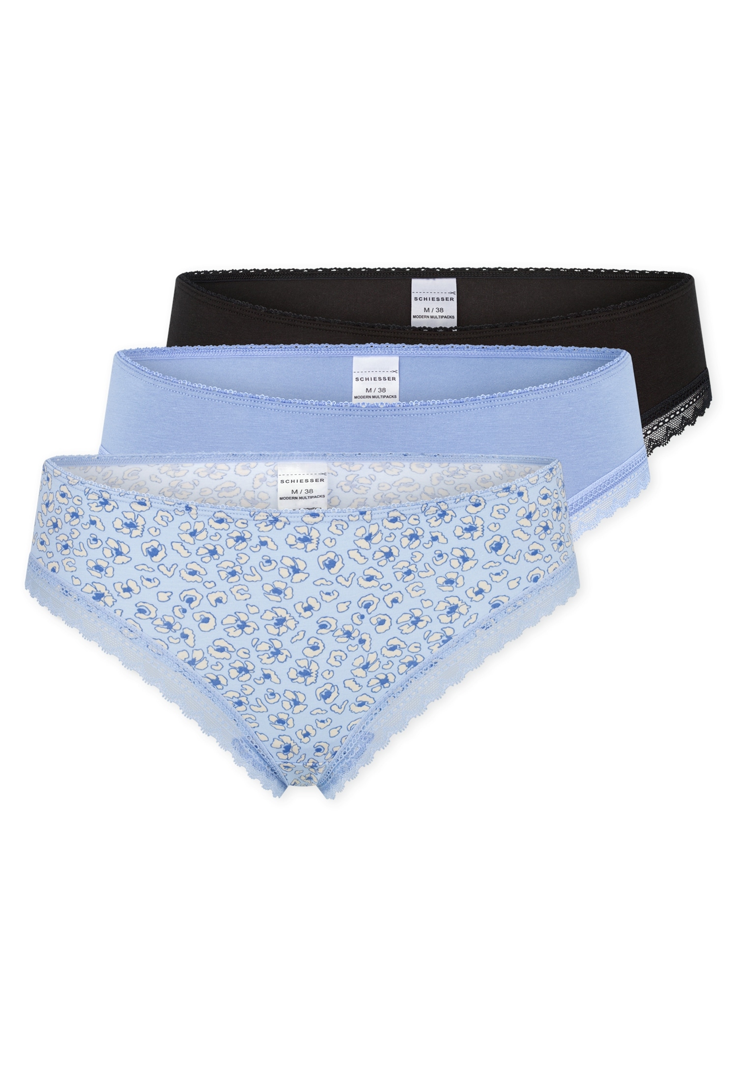Schiesser String »Modern Multipacks« 3er Pack,  Spitzenbänder, Baumwollmischung, Single Jersey