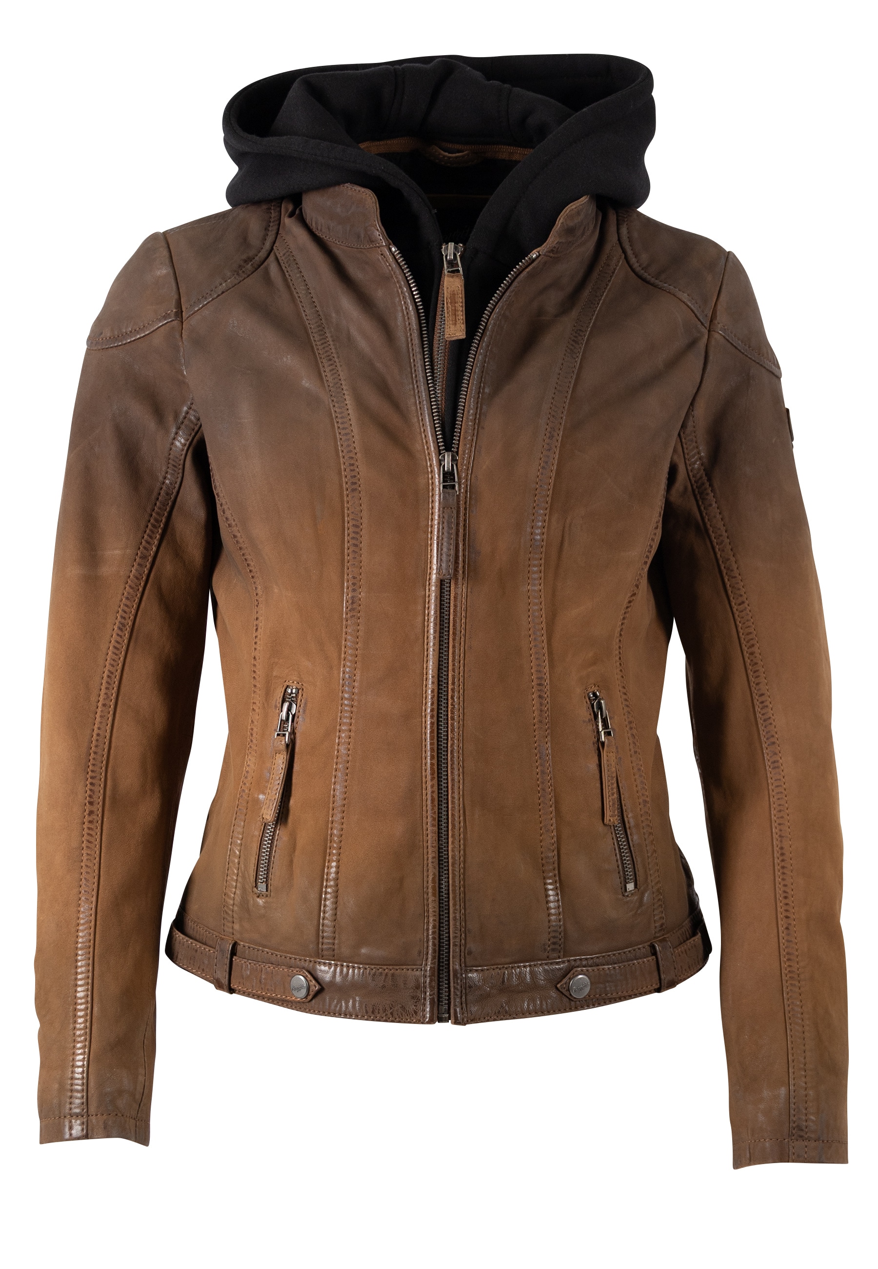 Mauritius Lederjacke »MWKesha OT« mit Kapuze mit abnehmbarer Jerseykapuze