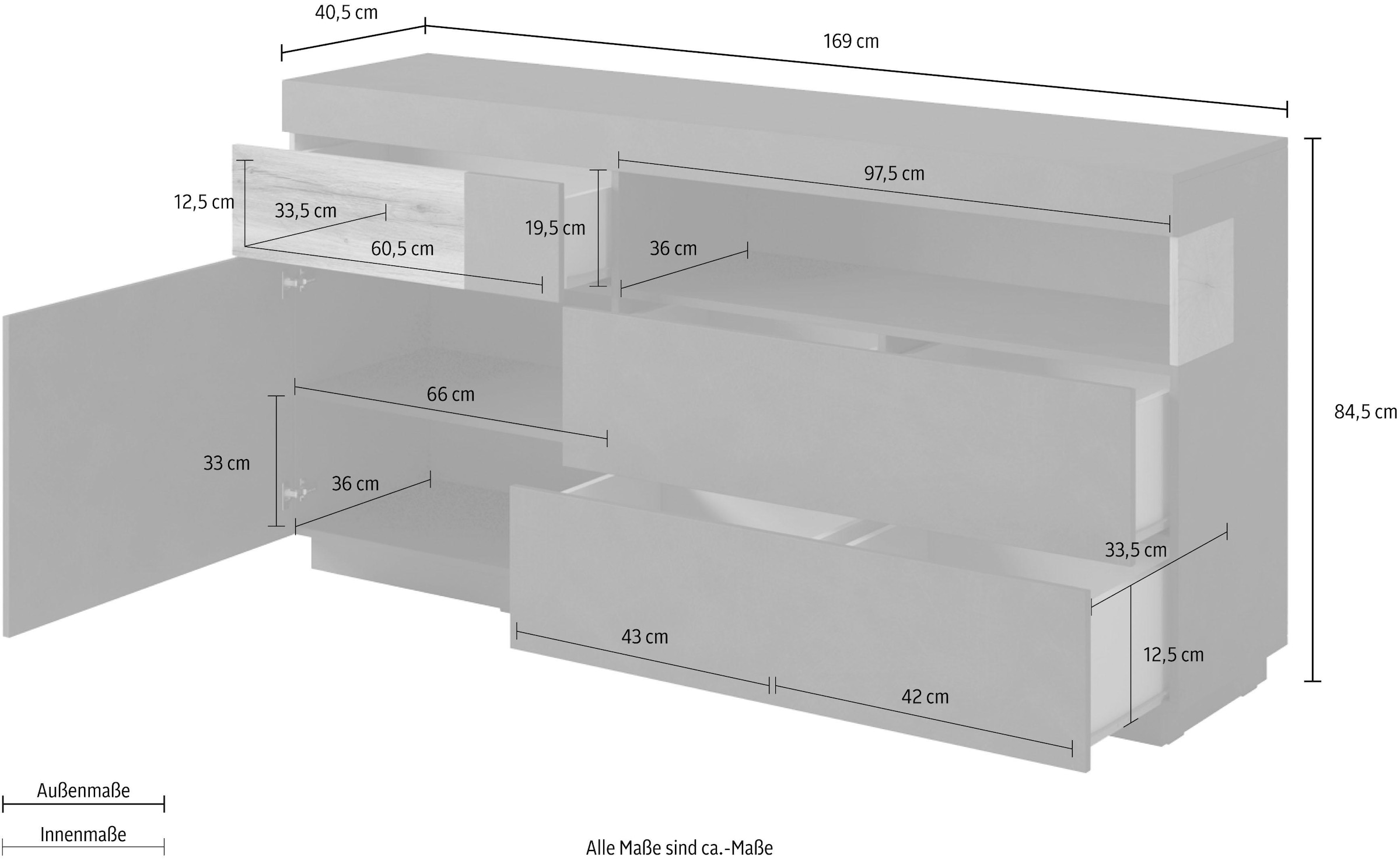GOODproduct Sideboard »SILKE« Breite 169 cm