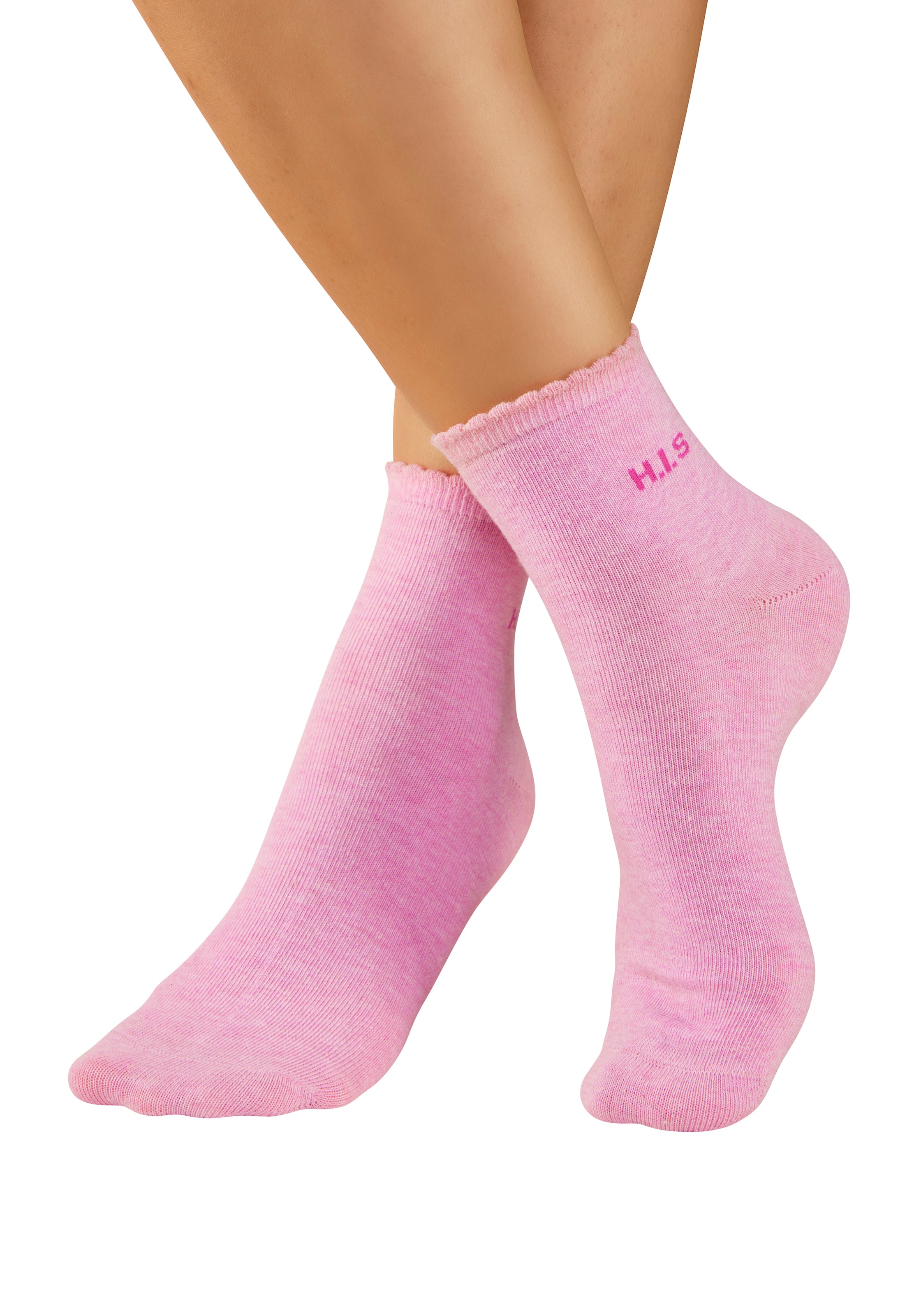 H.I.S Chaussettes courtes »Damen uni und meliert für die ganze Woche« Paquet, 7 Couple tlg. avec un bord-côte ondulé