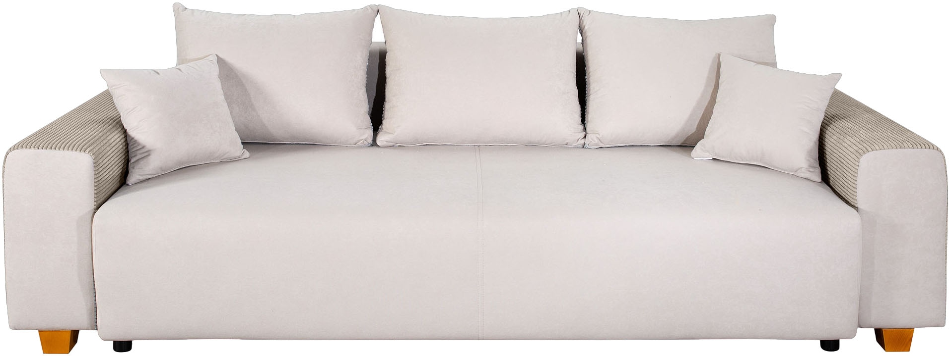 COLLECTION AB Canapé-lit »Yves, B: 243 cm, Liegefl. 142x194 cm« Bettfunktion, Bettkasten & 2 Zierkissen, Federkern