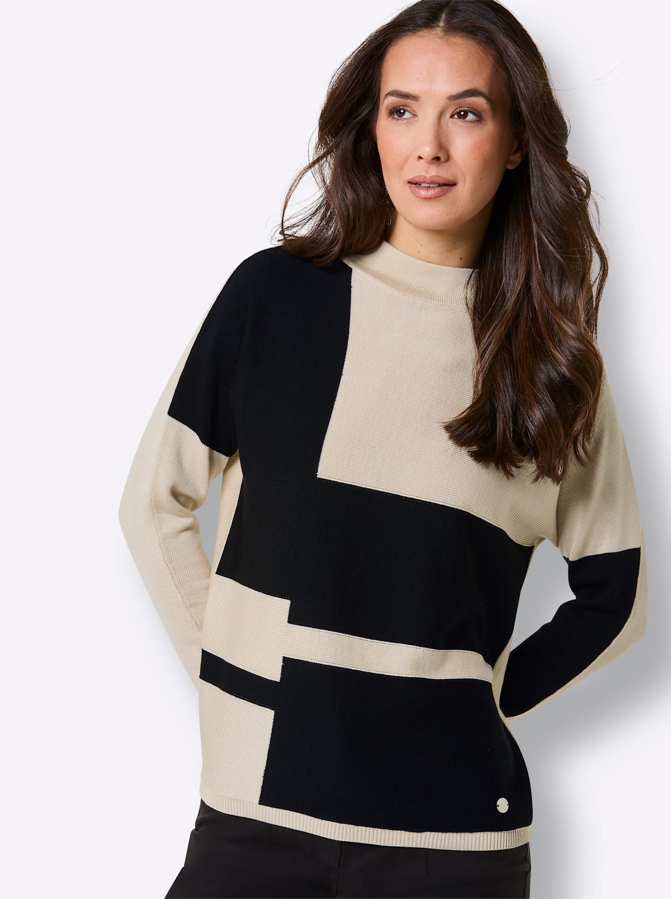 CREATION L PREMIUM Pull à col montant »Merino-Lyocell-Pullover«